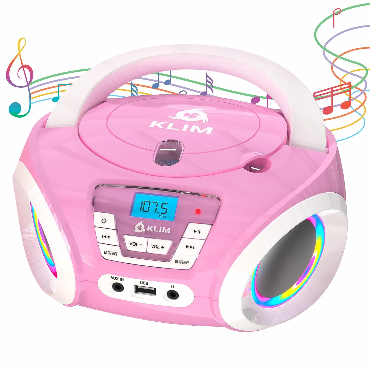KLIM Candy BAMBINI Stereo per bambini NUOVO - Radio FM - Batterie incluse - Lettore CD Rosa con altoparlanti e Radio - Regalo Perfetto per Bambini e Bambine