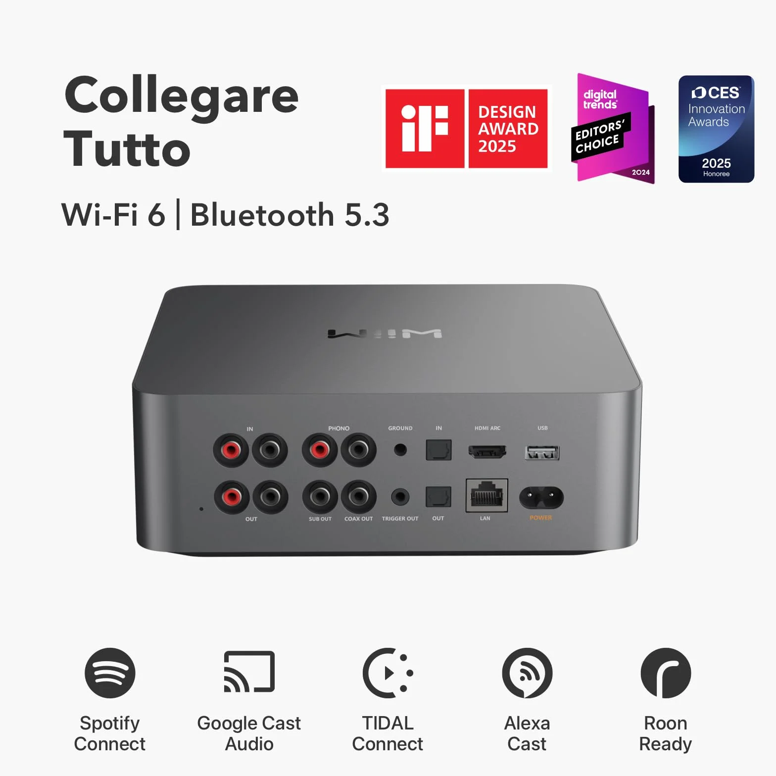 WiiM Ultra Music Streamer Preamplificatore Digitale Touchscreen 3,5" Google Cast Alexa Streaming Spotify Amazon Music Tidal HDMI ARC Ingresso Phono Uscita Cuffie Grigio