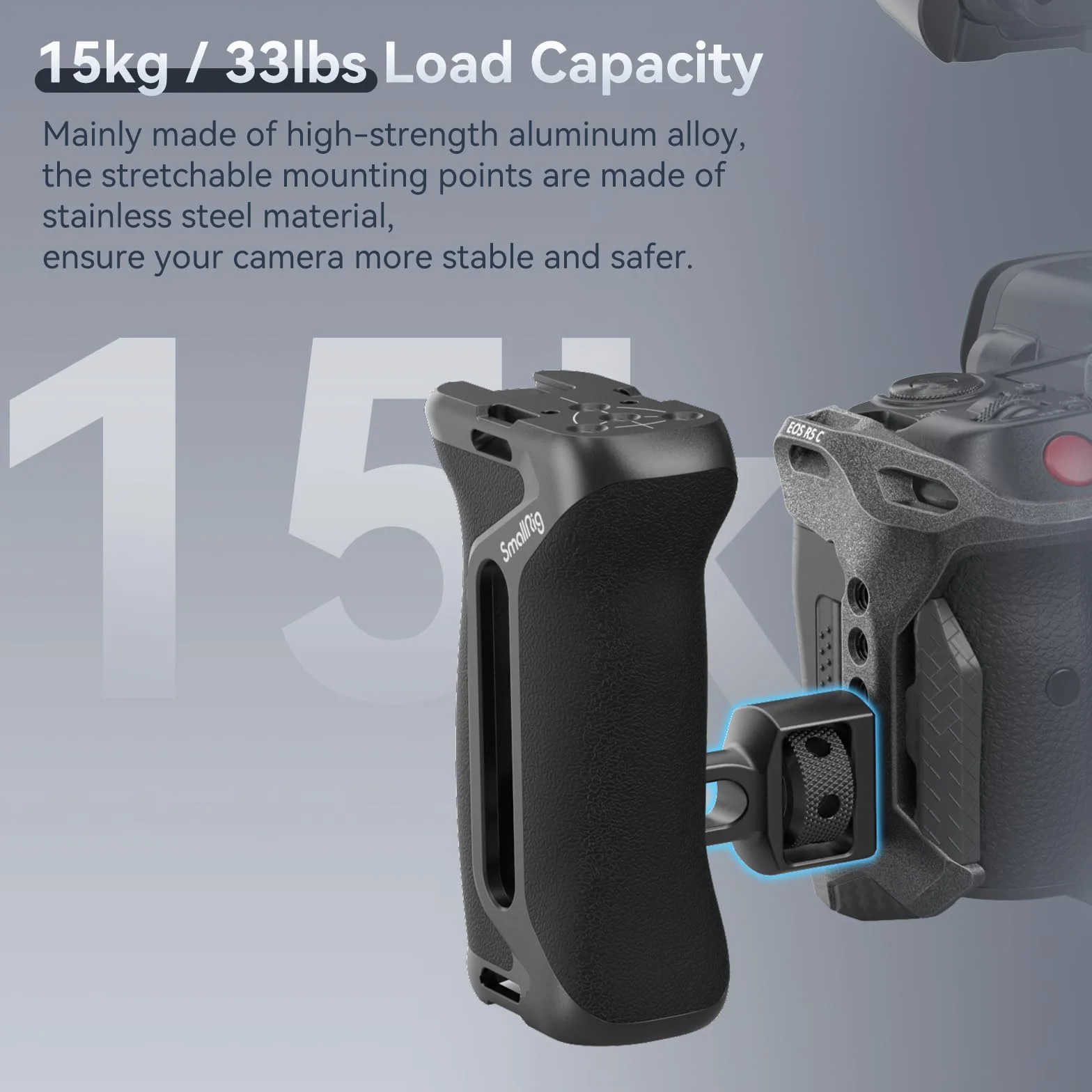 SMALLRIG Side Handle with Two-in-One Locating Screw (Sia 1/4'' che 3/8''), Punto di Montaggio Estensibile, Impugnatura Ergonomica per Sony Alpha 7 V - 4346