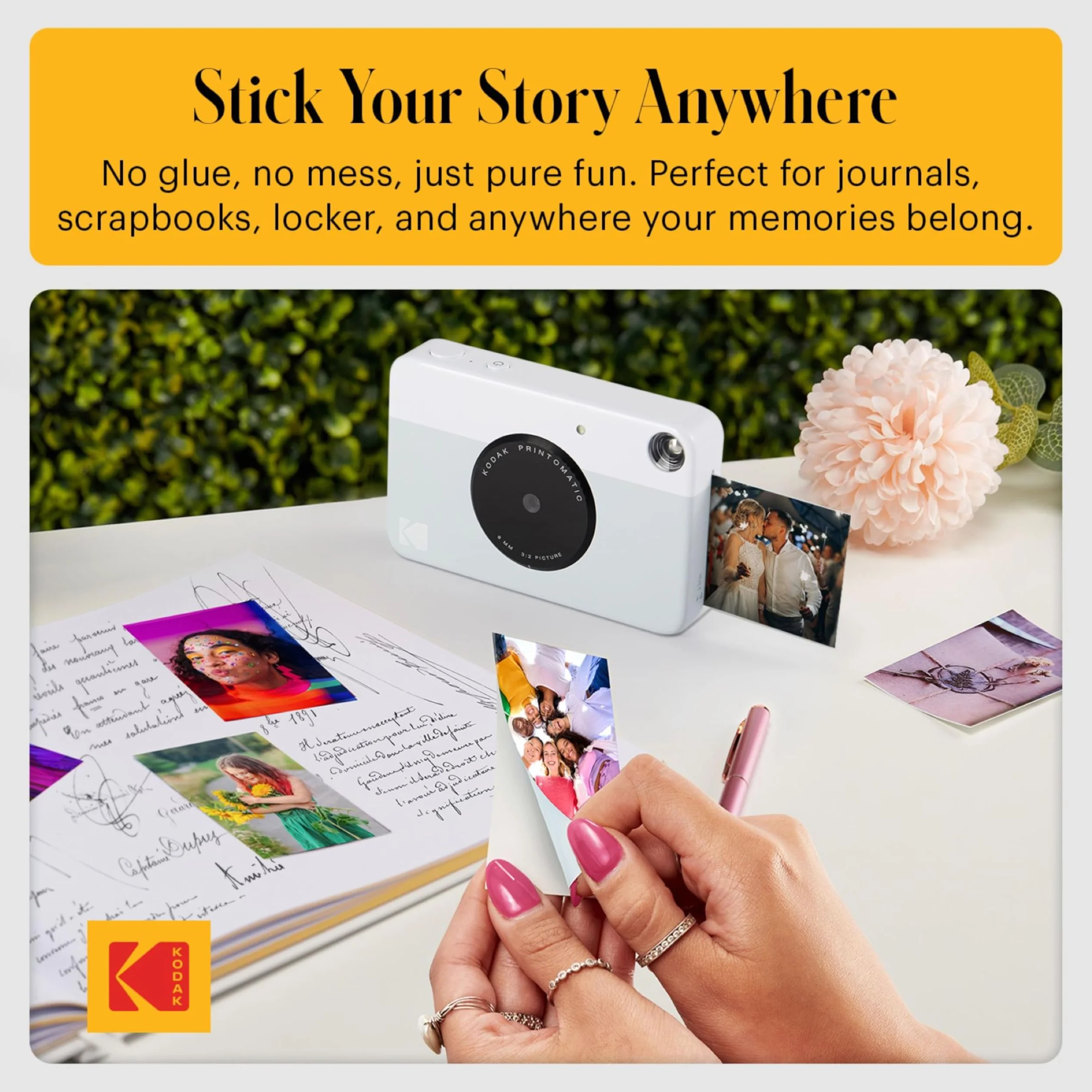 KODAK Printomatic Pacchetto iniziale per macchina fotografica a stampa istantanea a colori + Custodia morbida + Carta fotografica Zink 20pk - Foto colorate su carta adesiva 2x3" - Grigio