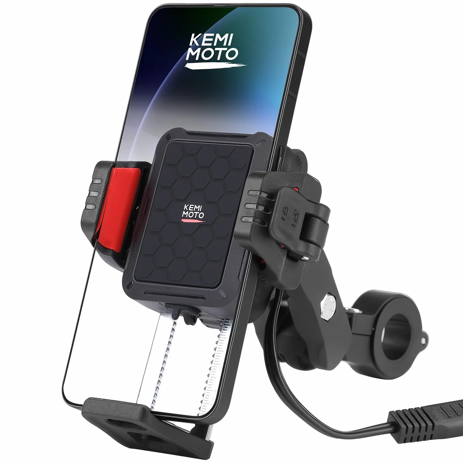 KEMIMOTO Supporto Telefono Moto con Ricarica Wireless 15W e Ricarica Rapida 33W PD/USB-C, Porta Cellulare Moto Antiurto e Antifurto, Rotazione 360°, Compatibile con Smartphone 5,4"-7,2"