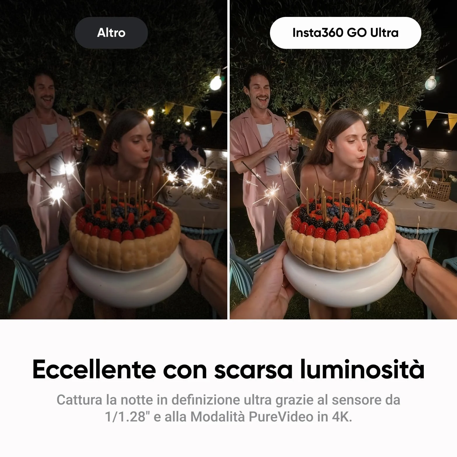 Insta360 GO Ultra Pack Ciclismo Nero Notte- action cam mini 4K a mani libere, indossabile, superba in bassa luce, montala ovunque, stabilizzazione FlowState, 200 min di carica, bici e corsa