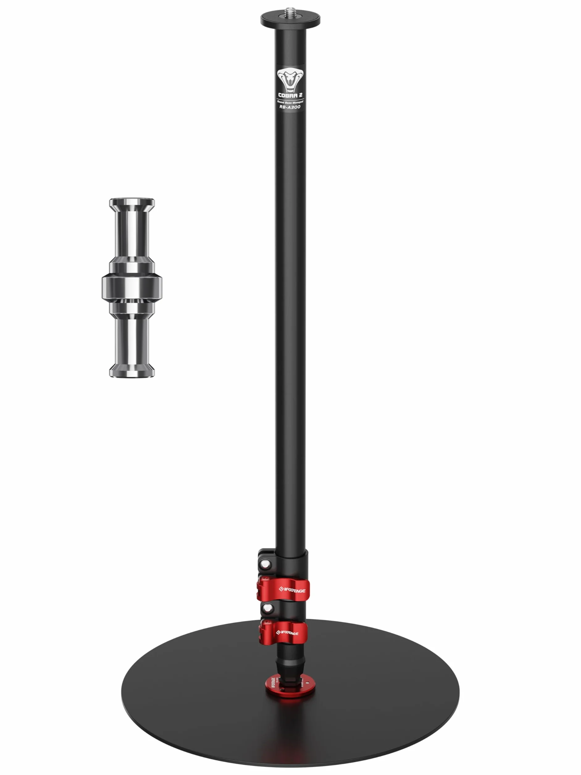 IFOOTAGE Cobra RB-A300, monopiede con base rotonda, monopiede professionale in alluminio per fotocamera con fibbia a regolazione rapida in altezza, compatibilità con fotocamere DSLR (151 cm)