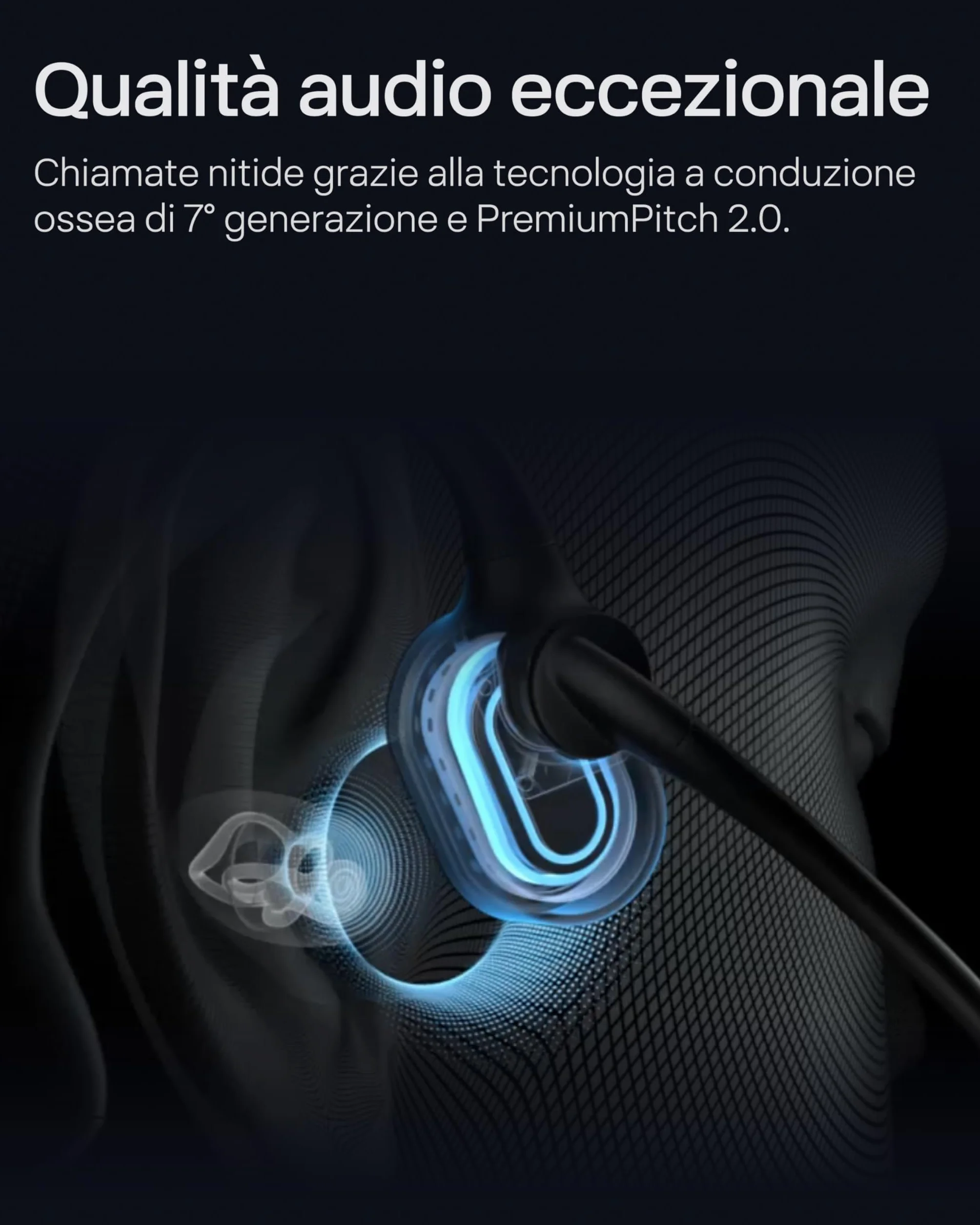SHOKZ Auricolari OpenComm2 UC 2025 Upgrade a conduzione ossea con adattatore USB-C, auricolari Bluetooth open-ear per l'attenuazione del rumore, wireless, 16 ore di conversazione, Segnalibri, Nero
