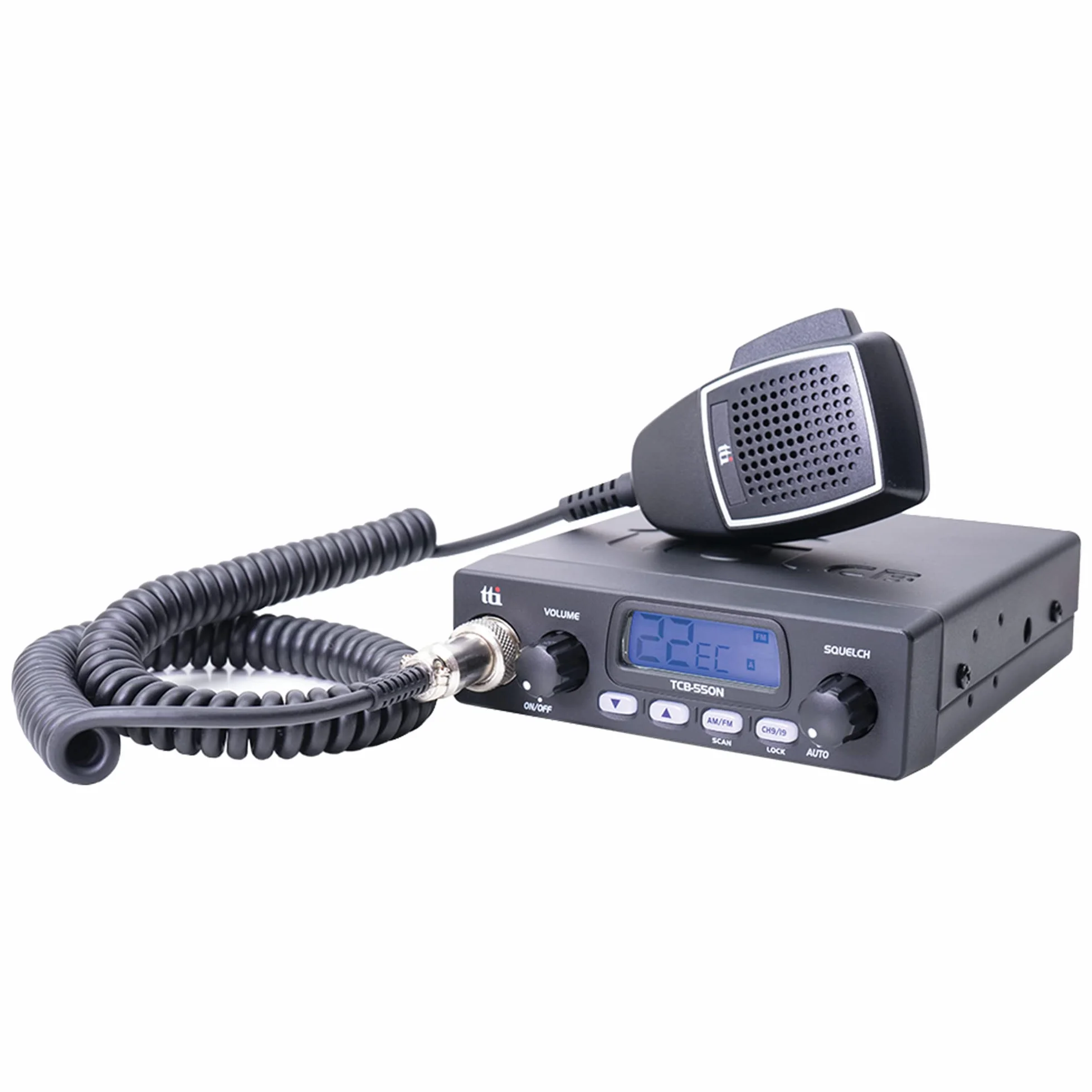 Radio CB TTi TCB-550 N con squelch automatico, guadagno RF, blocco tastiera, TUTTI, presa accendisigari inclusa