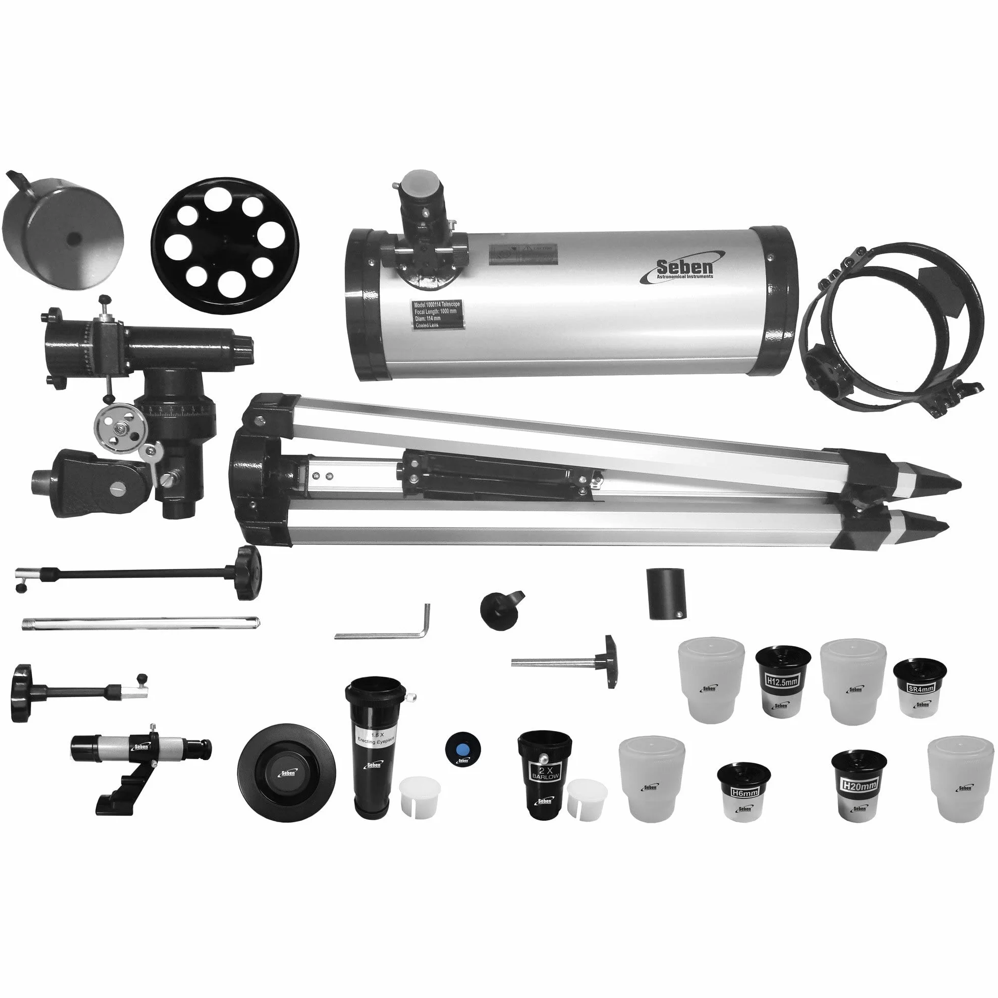 Seben 114/1000 EQ-3 Star Sheriff - telescopio a riflessione per astronomia incl. montatura parallatica e accessori Big Pack