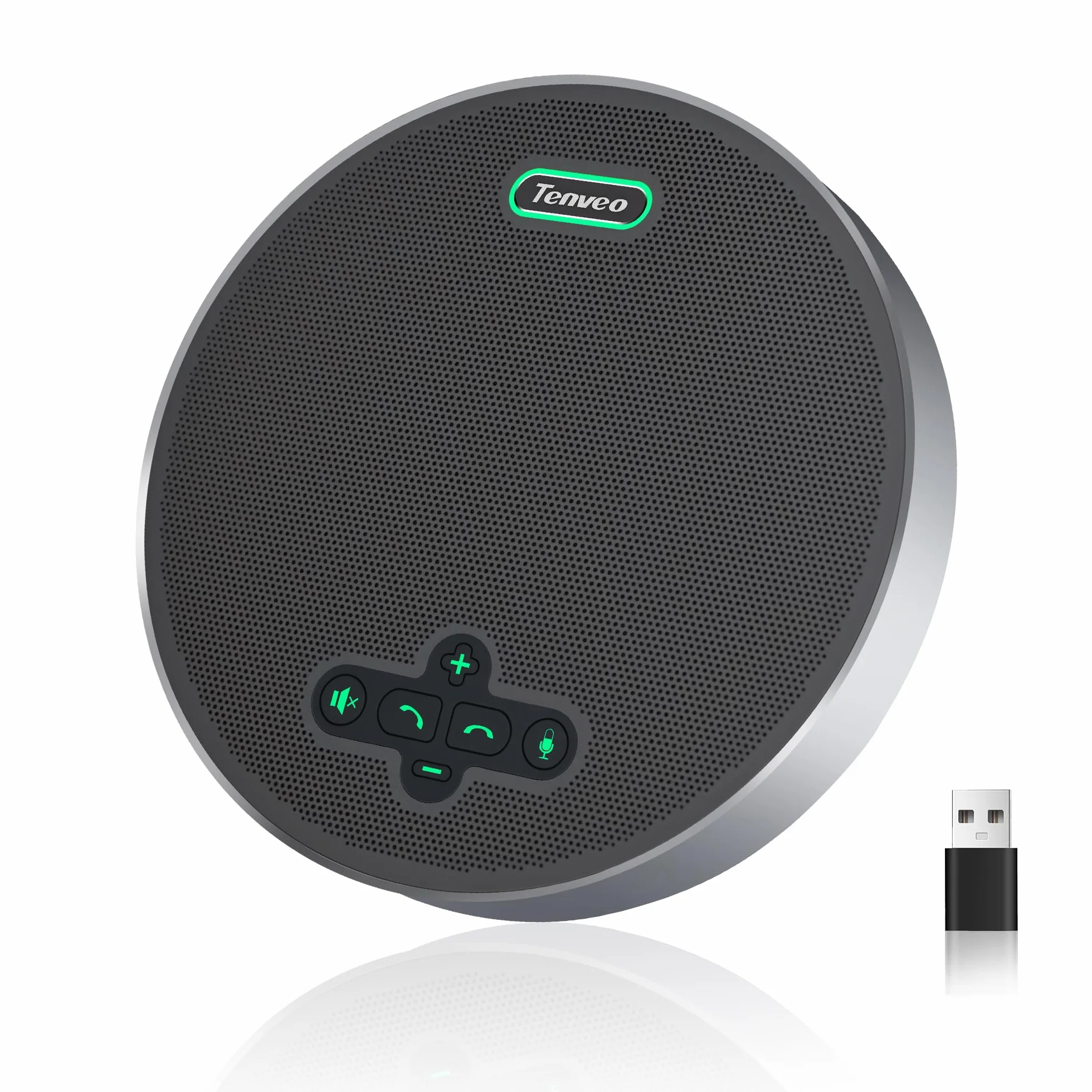 Tenveo Vivavoce per Conferenze Bluetooth Wireless con 8 Microfoni, Raggio 6m, 18H di Autonomia, Microfono Omnidirezionale 360° USB per Riunioni (15 Persone), Compatibile con Zoom/Teams/PC