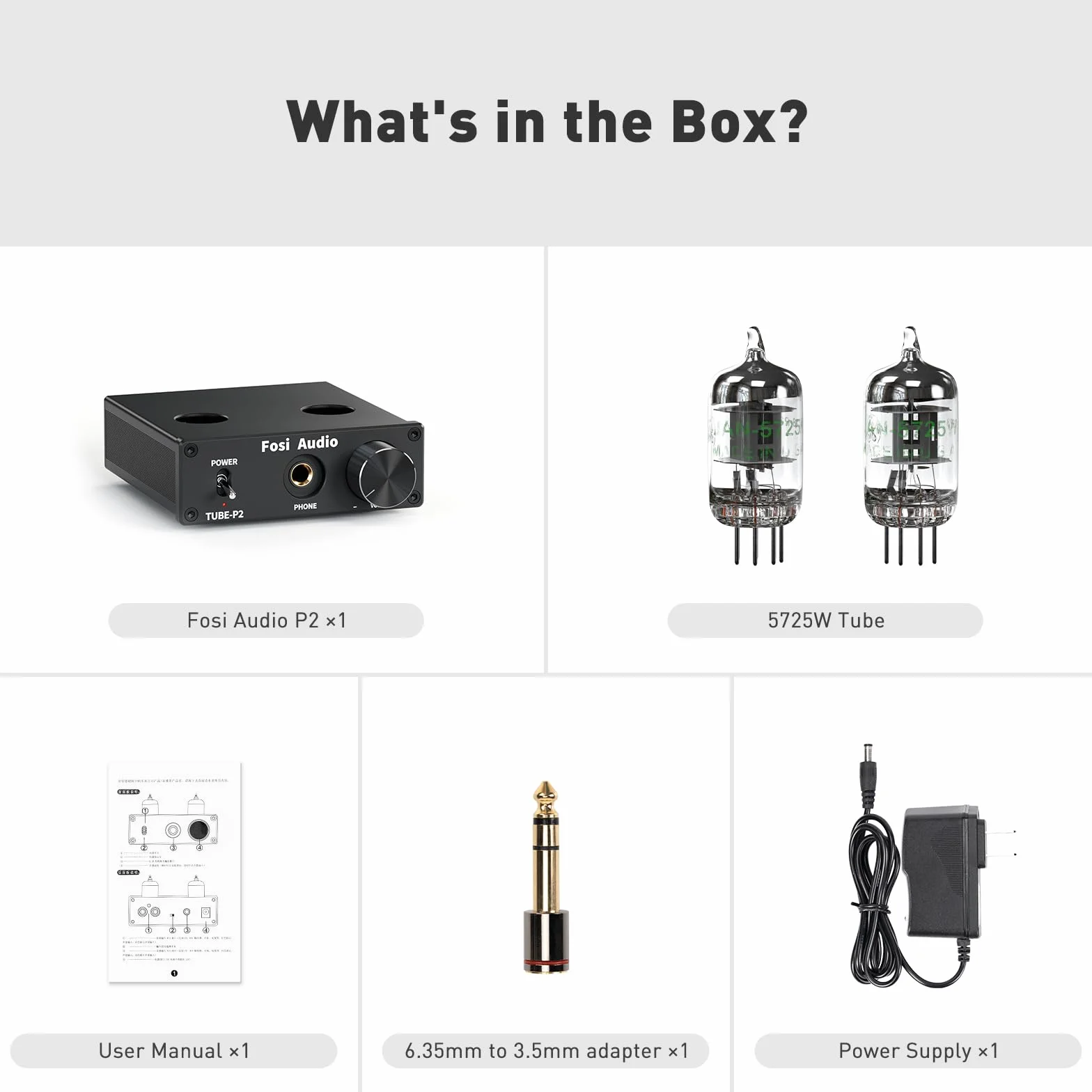 Fosi Audio P2 Amplificatore per cuffie a valvole Preamplificatore a valvole a vuoto Mini Hi-Fi Stereo Audio con protezione di uscita a basso rumore di massa per cuffie