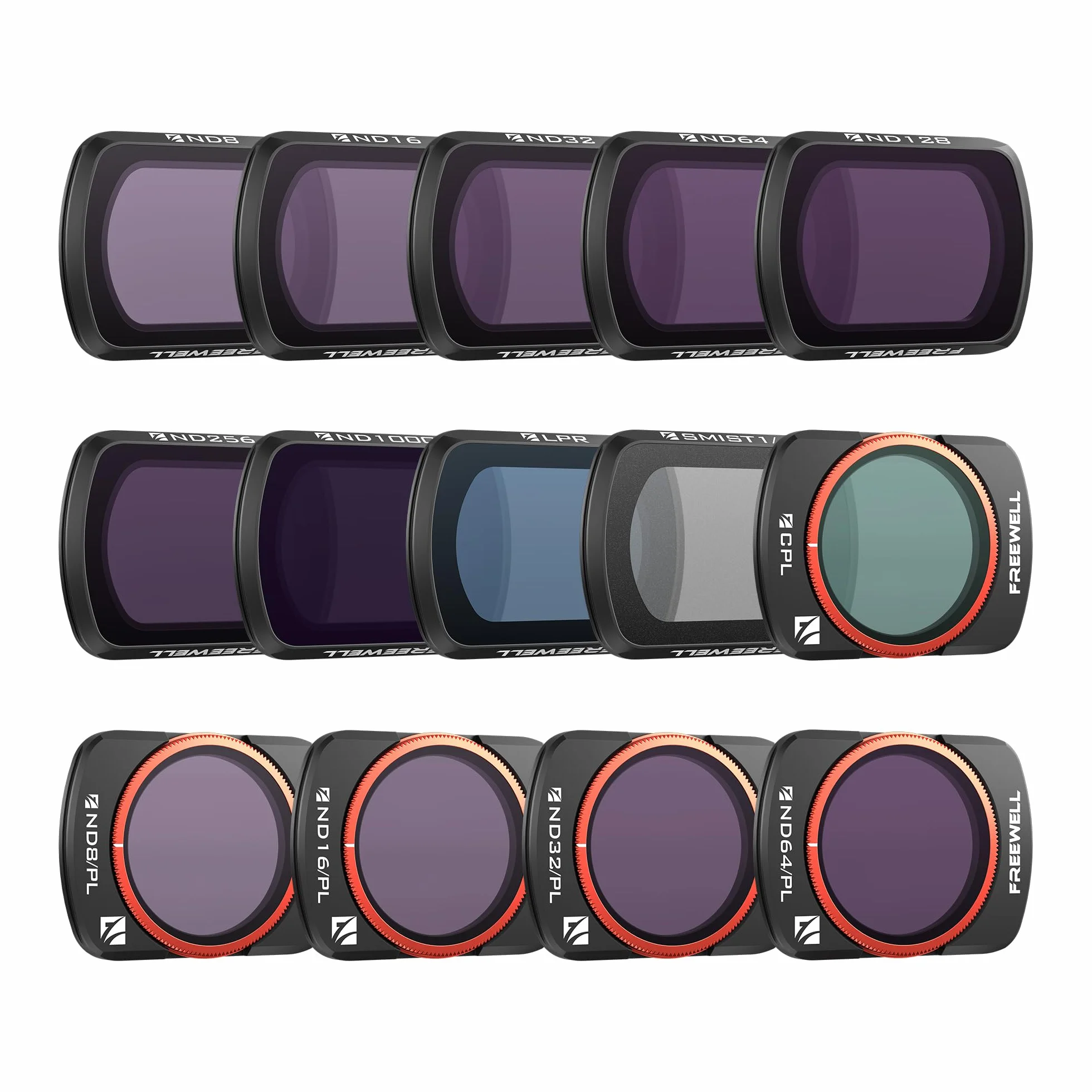 Freewell QuickSwap ND, ND/PL, CPL, Snow Mist 1/4, filtri per l'inquinamento luminoso, confezione da 14, Mega kit per Osmo Pocket 4/3: installazione semplice, libertà creativa, compatibilità con giunto