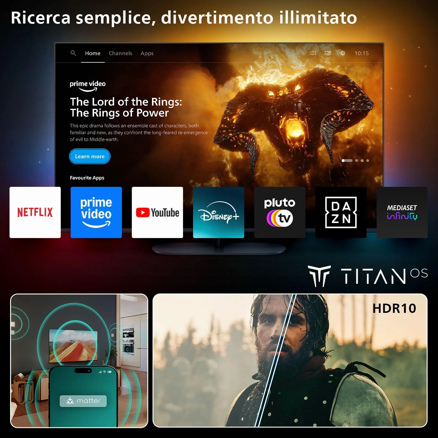 Philips 32PHS6000 2K HD LED Smart TV - Display 32’’ con Pixel Plus, piattaforma Titan OS e Dolby Digital Sound - Funziona con Alexa e Google Voice Assistant