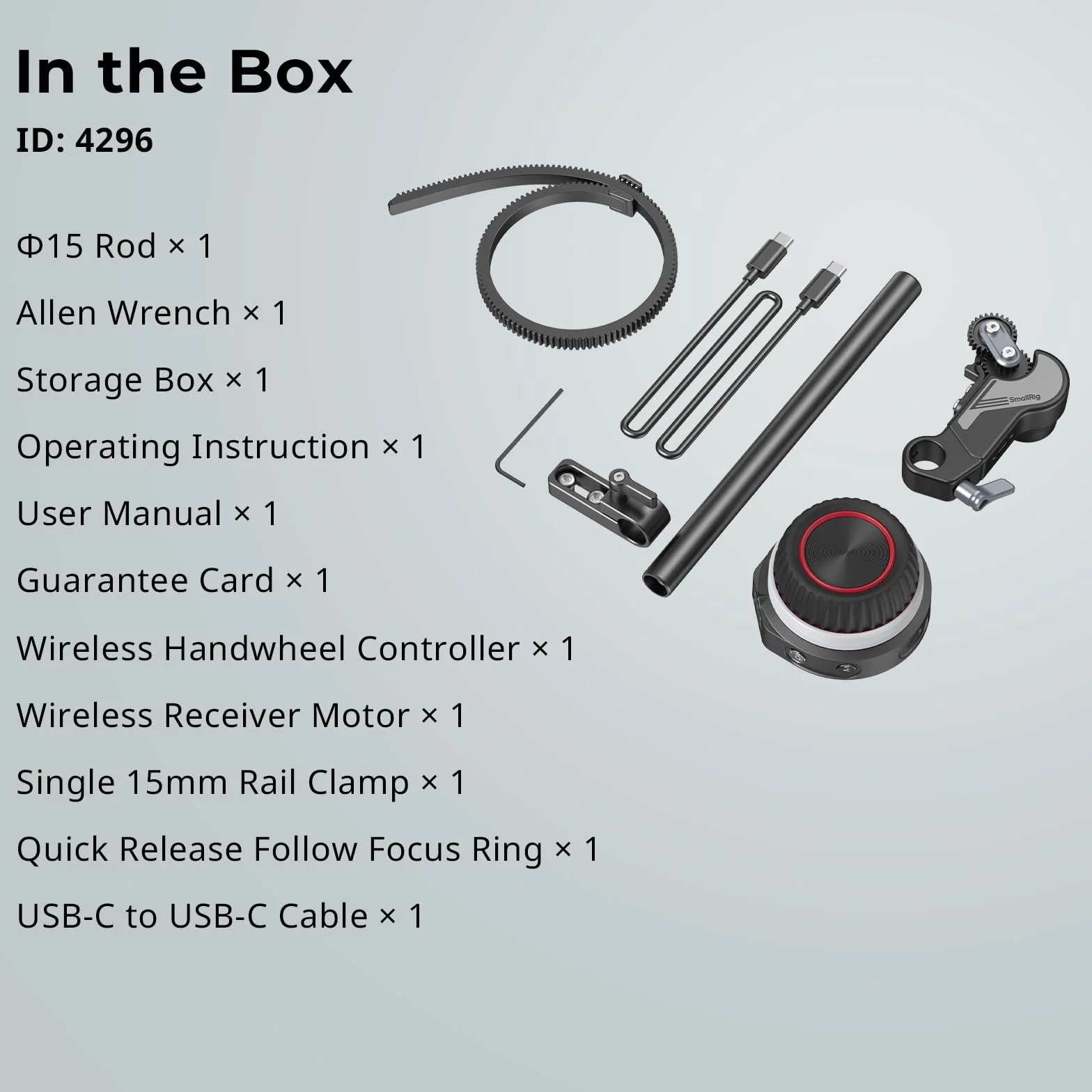 SMALLRIG Wireless Follow Focus Kit (Lite) con Controller a Volantino e Motore Ricevitore, Stop A/B e Morsetto per Asta da 15 mm, Design Compatto, Ampiamente Compatibile - 4296
