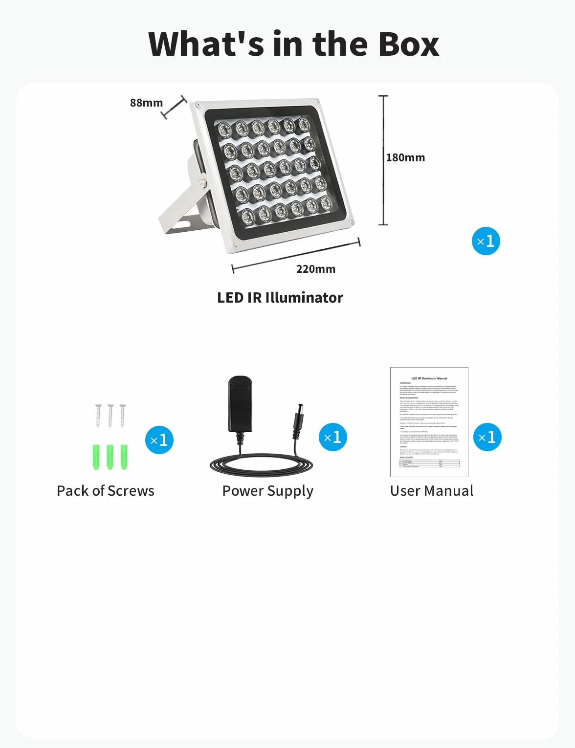 LONNKY Visione Notturna Infrarossa 100M, 30 LED 850nm, Luce Infrarossa per telecamere di sicurezza, Accensione e spegnimento automatici, Custodia in metallo per interni ed esterni
