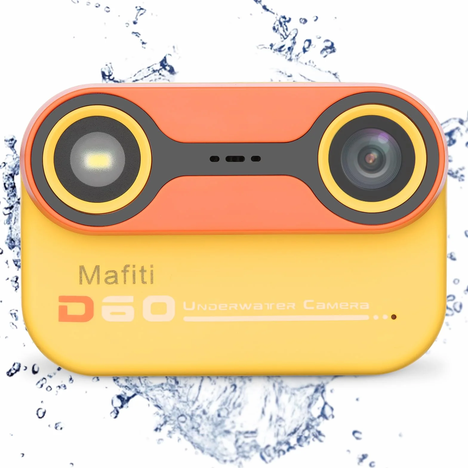 Mafiti Kids Fotocamera digitale impermeabile Fotocamera subacquea per snorkeling e immersioni con display IPS da 2,4" Fotocamera digitale ricaricabile tramite USB (Arancione)