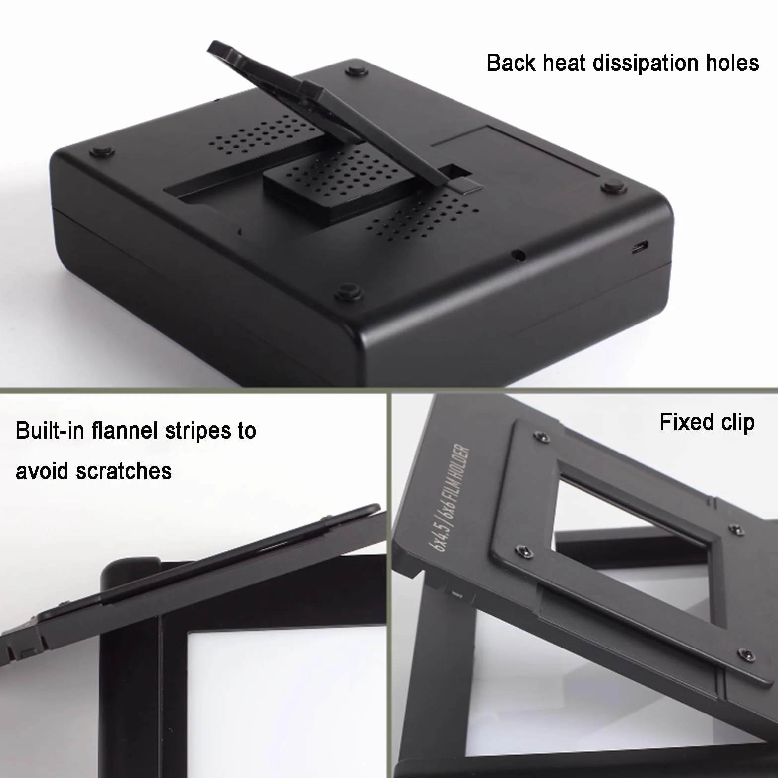 Scanner per Pellicole Mobile, Diapositive E Copia di Negativi, Visualizzazione con Illuminazione a LED - Dimmerabile, con Supporto per Pellicole da 135, 120, 4x5