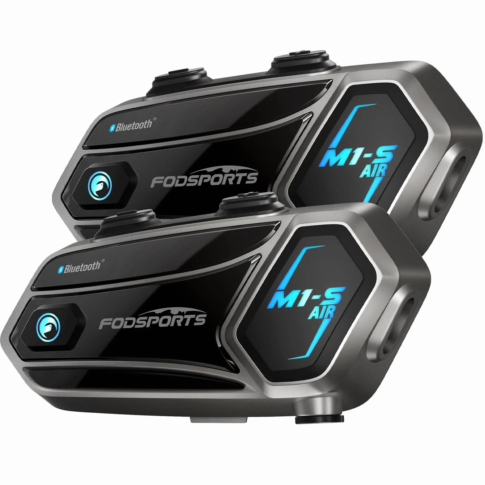 Fodsports M1-S AIR Interfono Moto, Interfono Casco Moto per 6 Motociclisti, 5.0 Bluetooth Auricolare Casco Moto con Condivisione Musicale, Radio FM, CVC-Riduzione del Rumore (Coppia, Nero)