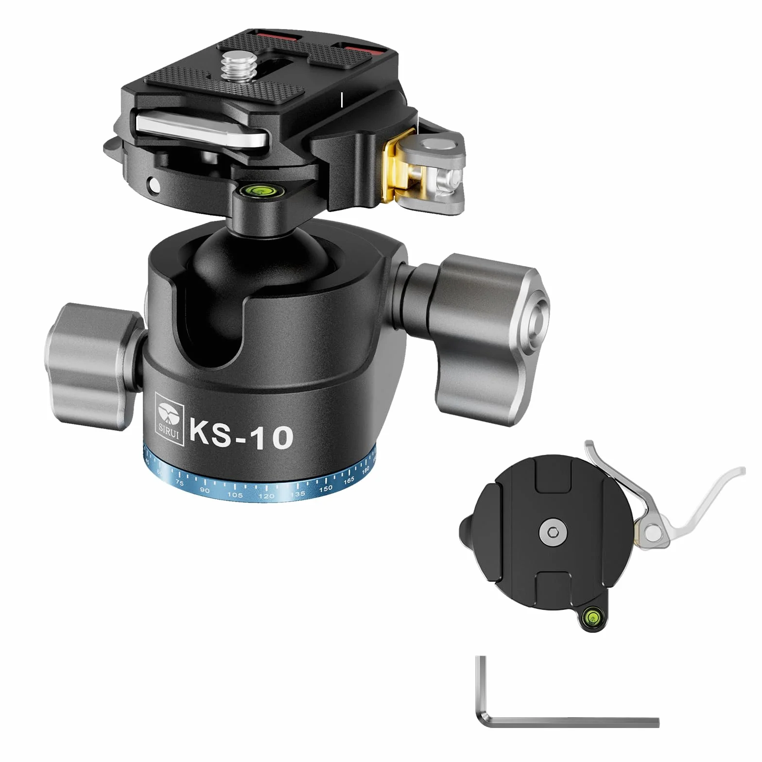 SIRUI KS-10 Testa a Sfera per Treppiede, Testa a Sfera a Basso Profilo da 29mm, Testa Panoramica a 360° in Alluminio per Fotocamera DSLR, Videocamera, Treppiede, Monopiede, Carico Massimo 15kg