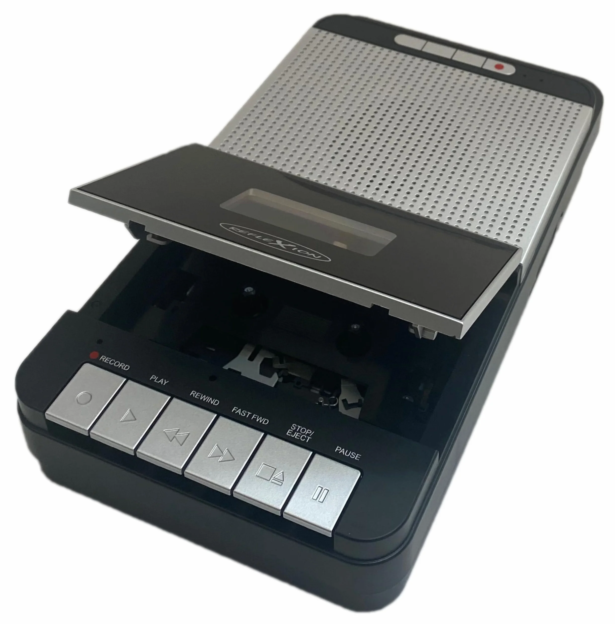 Reflexion CCR8018 - Registratore a cassette retrò con attacco USB MP3, portatile con microfono, altoparlante, AUX-IN, uscita cuffie, funzionamento a batteria e alimentazione | registrazione one-touch