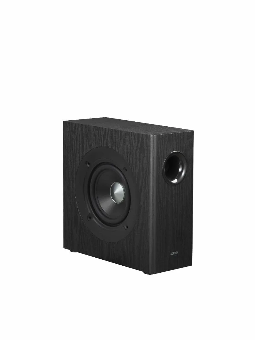 Edifier SUBWOOFER ATTIVO T5s – Woofer da 8 pollici – 70 Watt – Filtro passa-basso – Frequenza fino a 35 Hz – Alloggiamento in MDF per una risonanza ridotta – Standby – Connettori RCA (T5s NERO)