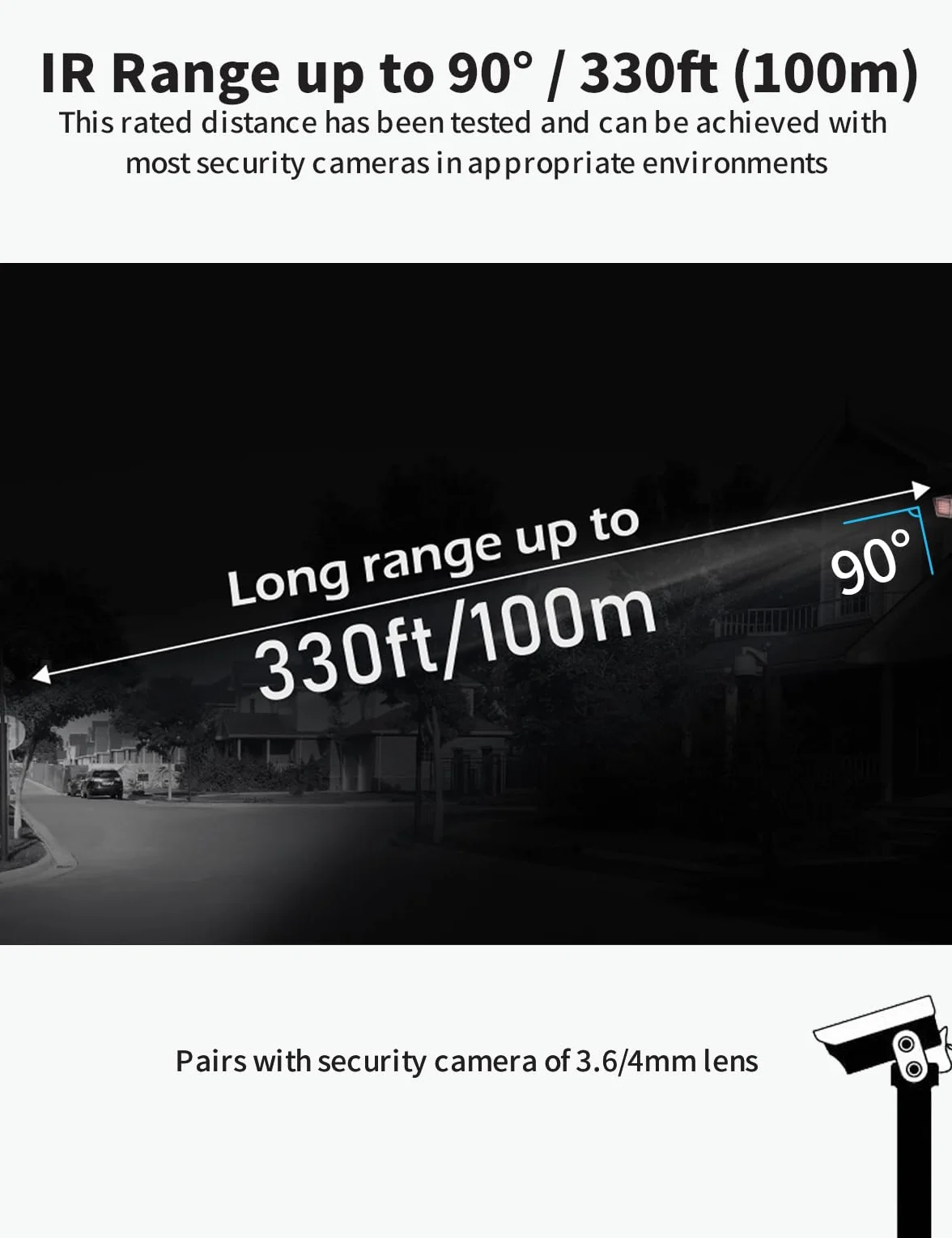 LONNKY Visione Notturna Infrarossa 100M, 30 LED 850nm, Luce Infrarossa per telecamere di sicurezza, Accensione e spegnimento automatici, Custodia in metallo per interni ed esterni