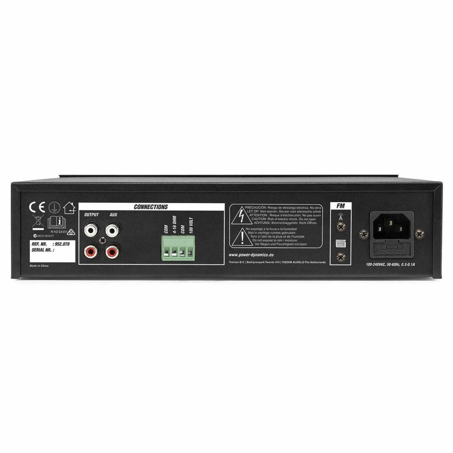 Power Dynamics PDM45 100V versterker 45W met Bluetooth, mp3 speler en radio