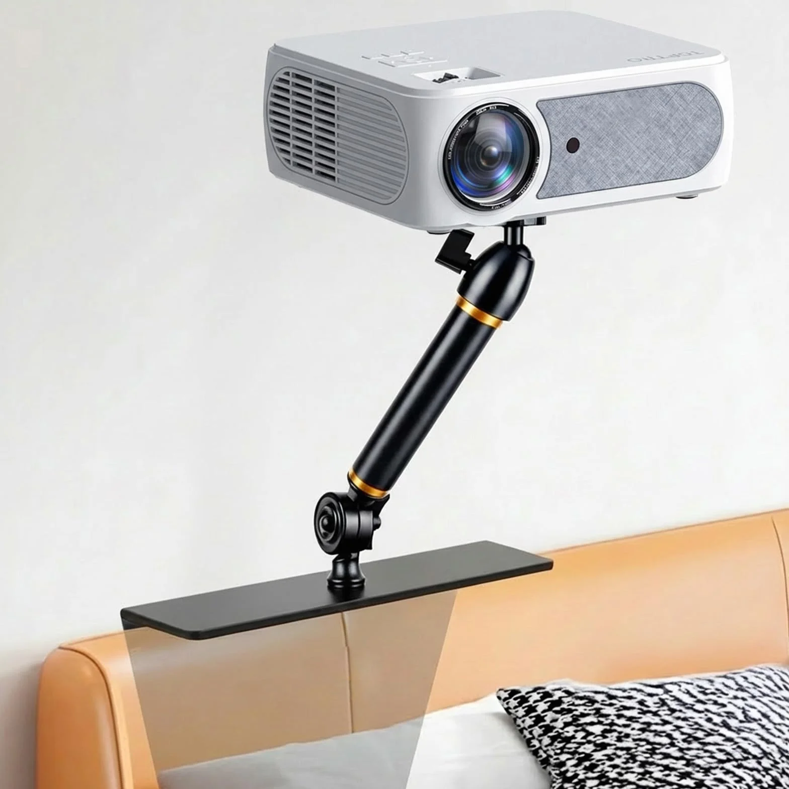 Supporto proiettore per letto e divano - Lunghezza supporto fisso 20 cm, design nascosto Bed Divano Bed Beamer Supporto, compatibile con proiettori al 99%, XGIMI, Nebula, VANKYO, Epson...