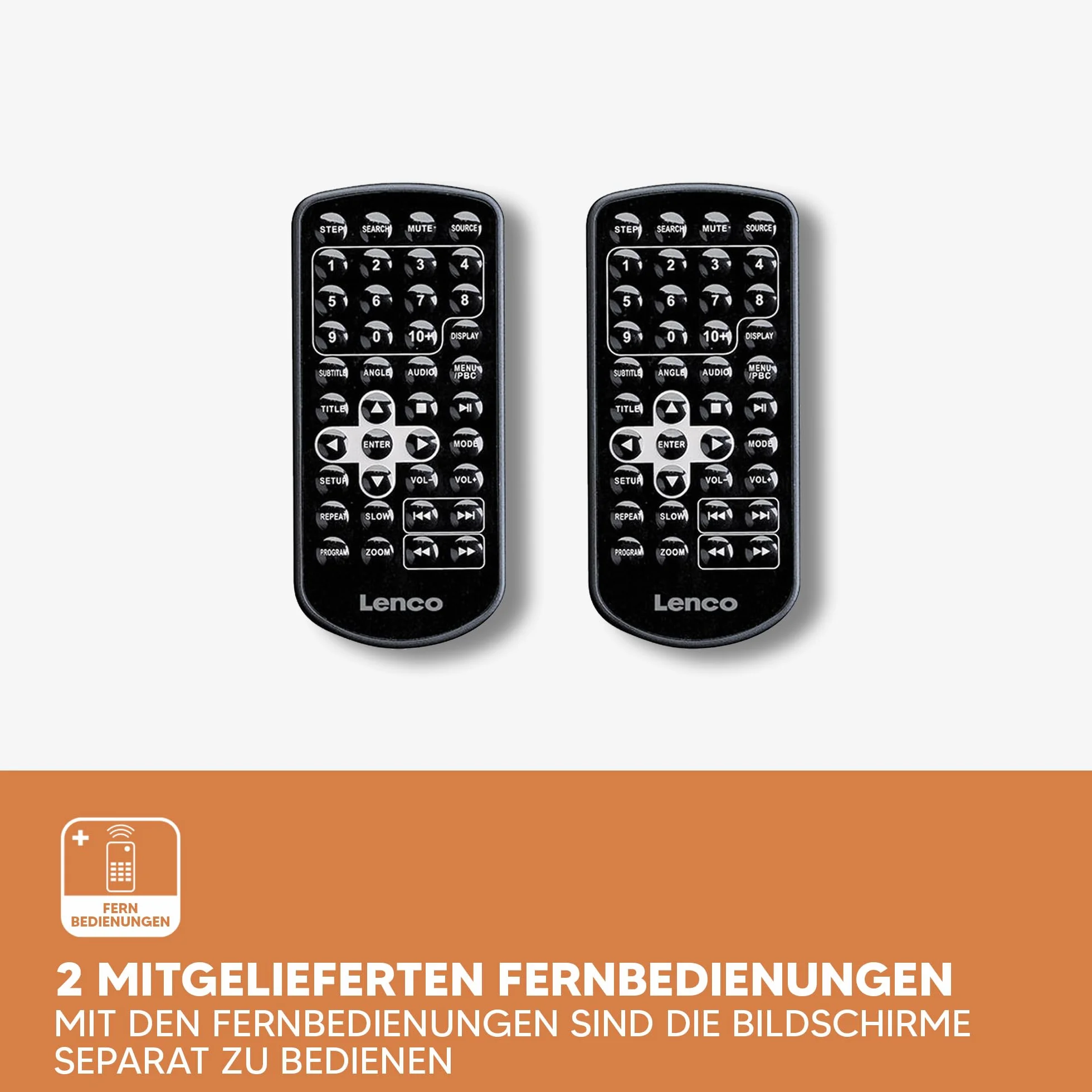 Lenco DVP-939 - Lettore DVD portatile da 2 x 9 pollici con 2 cuffie e 2 supporti per poggiatesta - batteria ricaricabile integrata - ingresso USB - lettore di schede SD - nero
