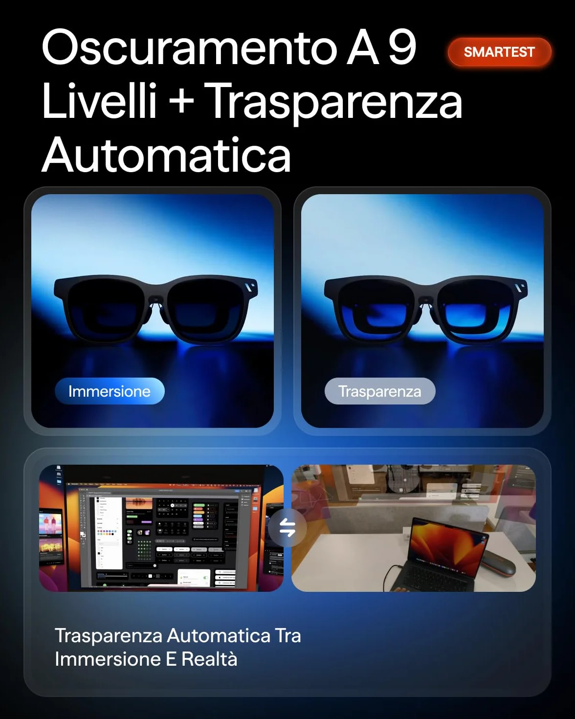 VITURE Beast Occhiali XR, 174” 1200p 58° FOV, VisionPair™ 3DoF Integrato, Oscuramento Dinamico, HARMAN Audio, Occhiali AR per iPhone/Android/Mac/PC/Switch 2 – I Più Grandi, Luminosi e Intelligenti