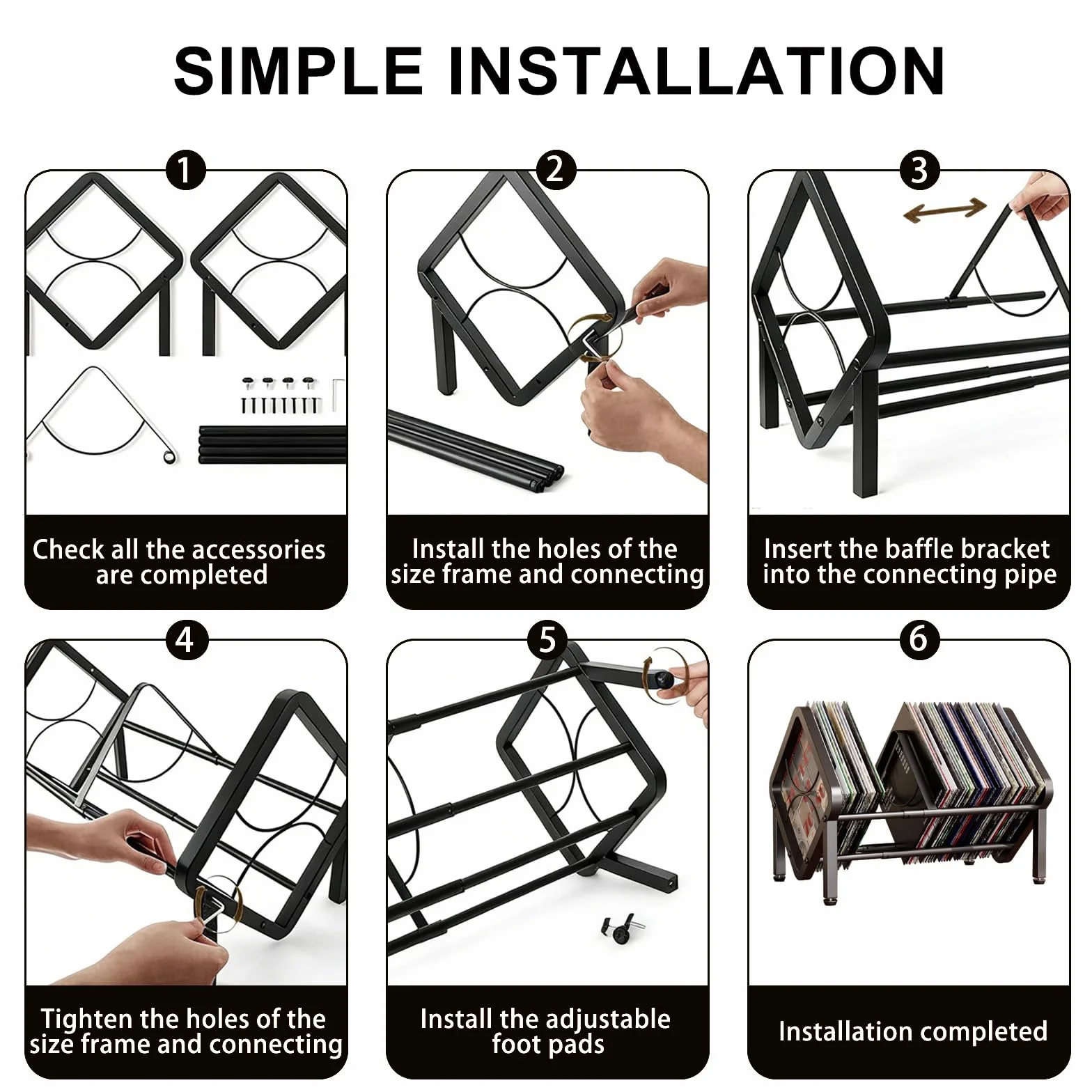 Scaffale regolabile per dischi in vinile, espandibile da 80 a 100 LP, supporto per dischi in vinile, inclinabile, per ufficio, casa, camera da letto, per CD, libri, riviste, documenti