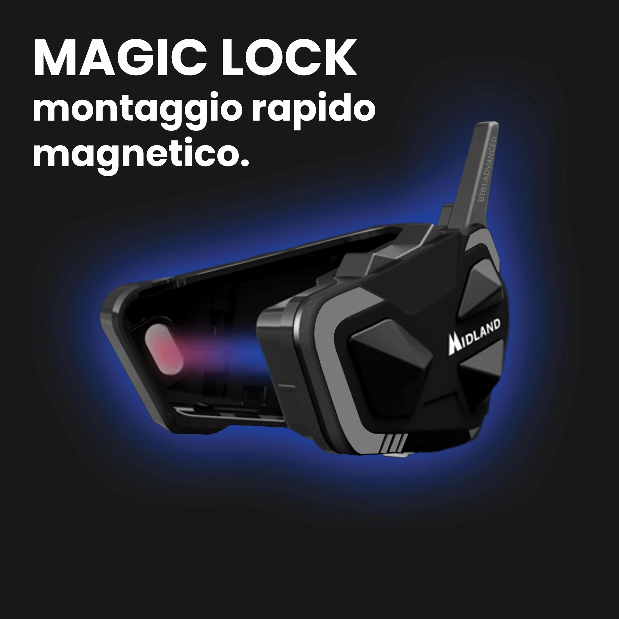 Midland BTR1 Advanced Twin Interfono Moto Bluetooth Impermeabile IPX6 1,2km 4 Persone Conference Batteria 23h Audio HD