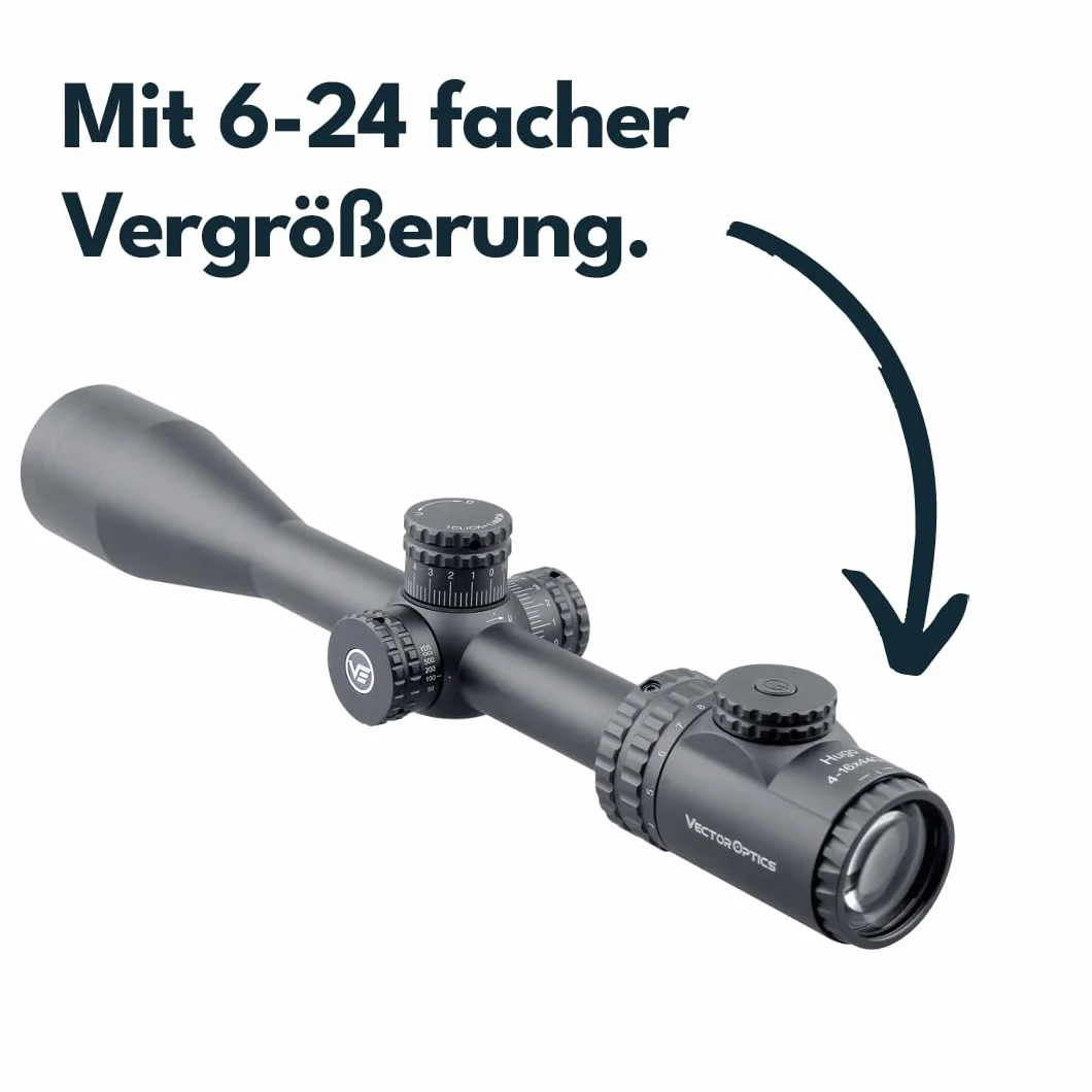 Vector Optics SCOL-32 Hugo 6-24x50 GT SFP Mirino telescopico per sport, airsoft e caccia, fucile ad aria compressa, mirino per bersaglio, cannocchiale per fucile, Rifle Scope, numerosi accessori