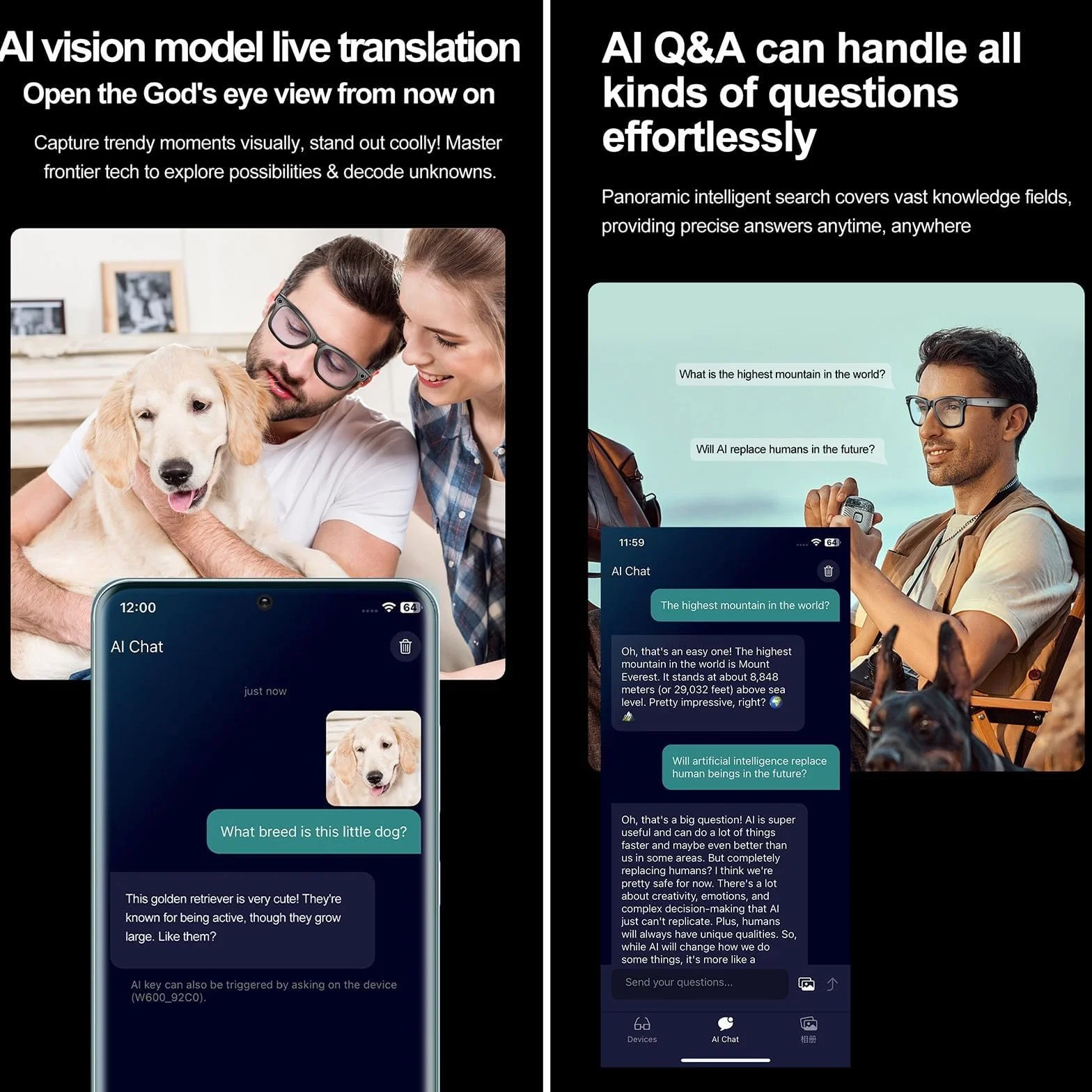 AI Occhiali Con Fotocamera Intelligente, Fotocamera E Altoparlante Da 2MP, Per Video HD 720P E Audio Immersivo, Occhiali Da Sole Intelligenti Multifunzionali, Chat GPT Bluetooth(White)