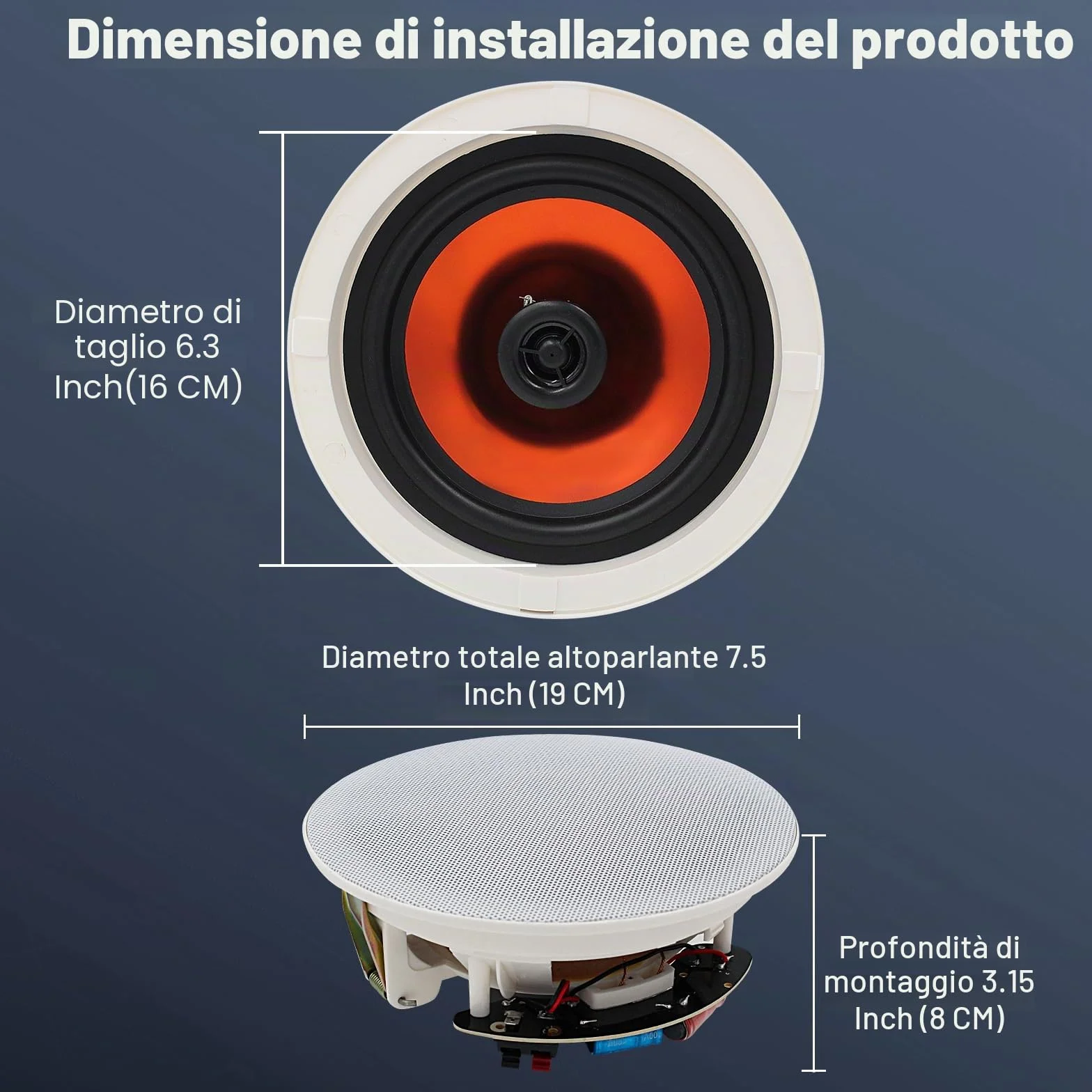 STUDIOFINIX 6,5-calowy głośnik sufitowy Bluetooth 600W - System nagłośnienia wewnętrznego do domu (4 szt.)