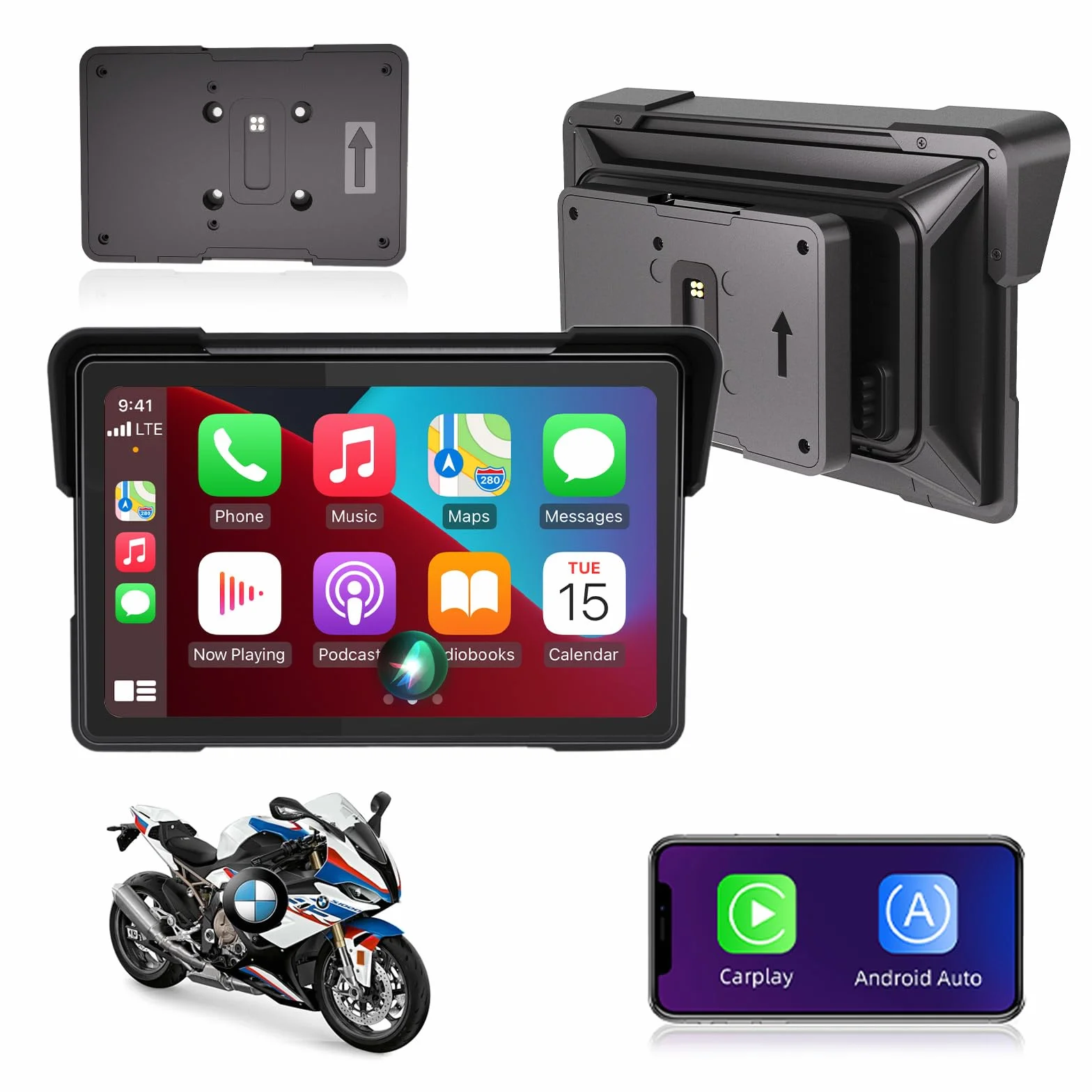 Jansite Carplay Moto per BMW Moto 7 Pollici Navigatore Moto Schermo Assistenza Senza Fili CarPlay e Android Auto, Navigatore per Mo.to con Bluetooth, IP67 Impermeabile, Navigazione GPS Siri/Goo-gle