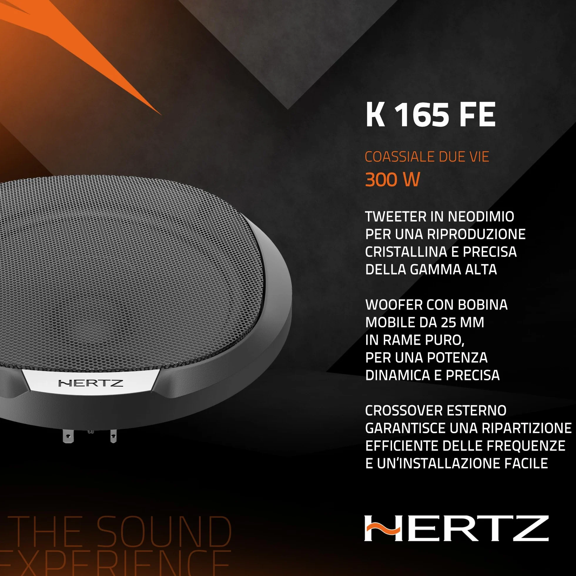 Hertz K 165 Fan Edition - Kit di altoparlanti 2 vie con woofer da 165/170 mm, tweeter da 24 mm e crossover, 300W Peak, 4ohm, Griglie incluse e installazione facile
