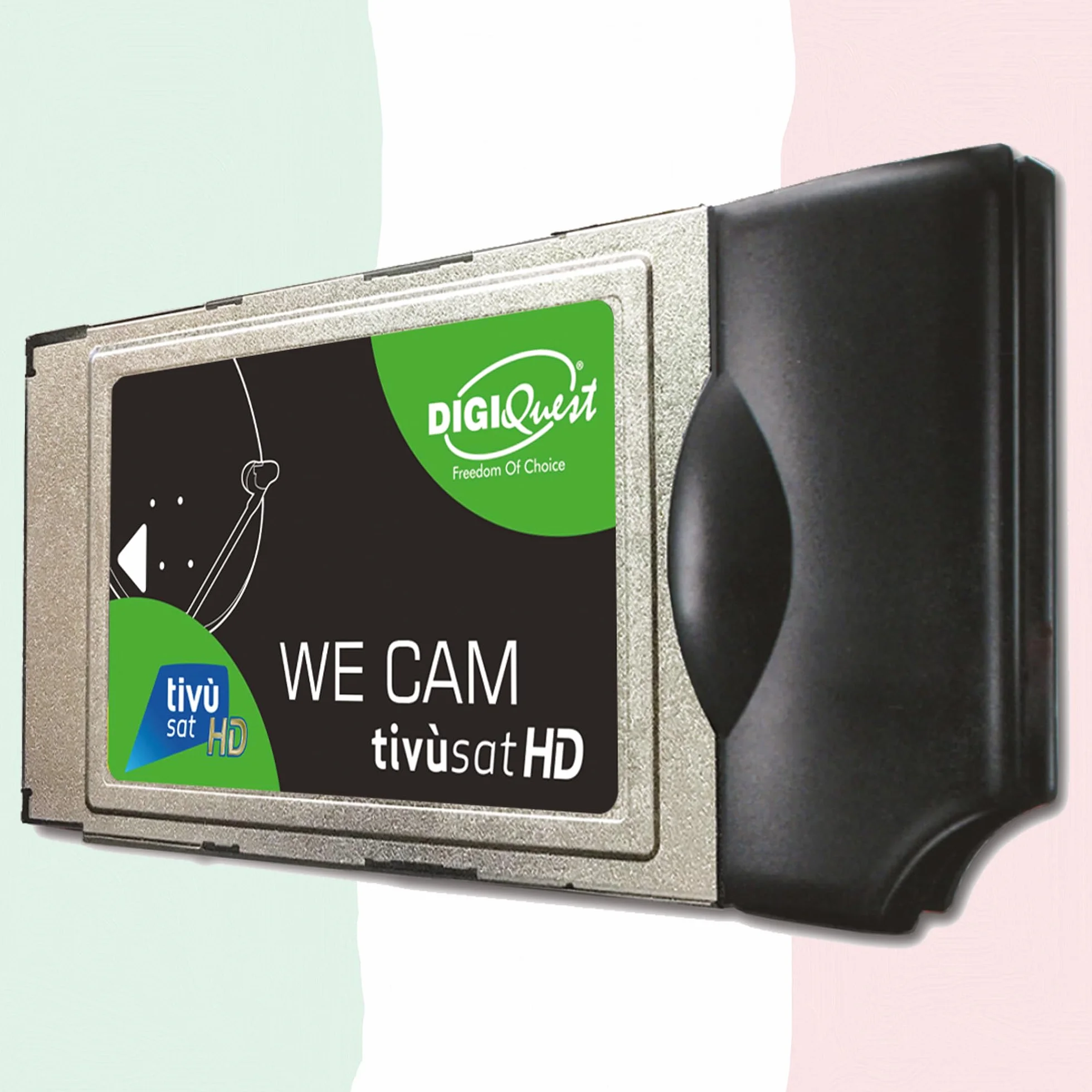 TiVuSat DIGIQuest - Scheda HD Gold e We CAM SmartCam - Modulo HD CI+ WiFi con tasto WPS, inclusa la TiVuSat HD Gold, canali Italiani HD/4K via satellite Eutelsat HotBird 13,0° est