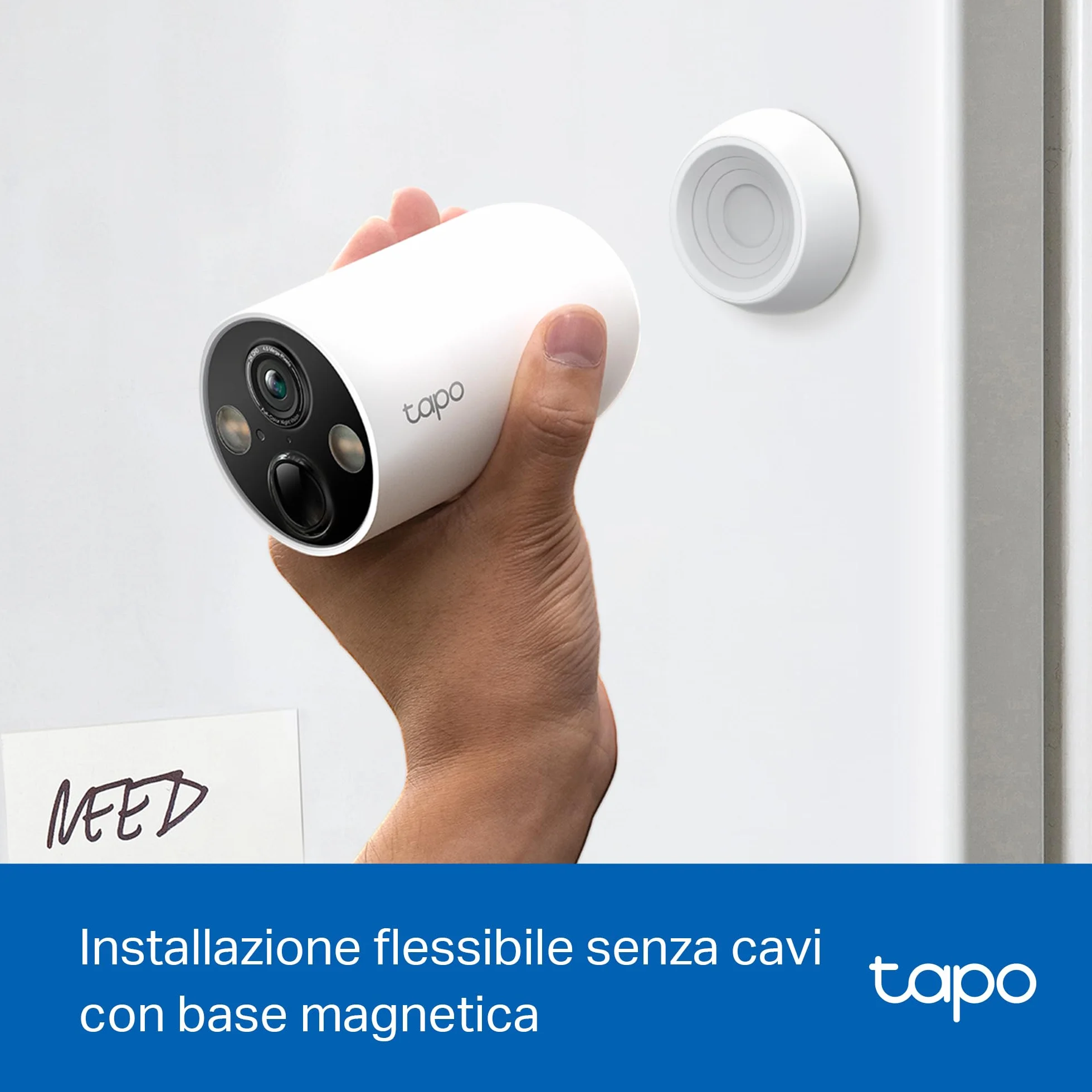 Tapo C425 Telecamera WiFi Esterno 2K 4MP Base Magnetica Batteria 10000mAh Allarme Movimento IP66 Audio Bidirezionale Visione Notturna Colori