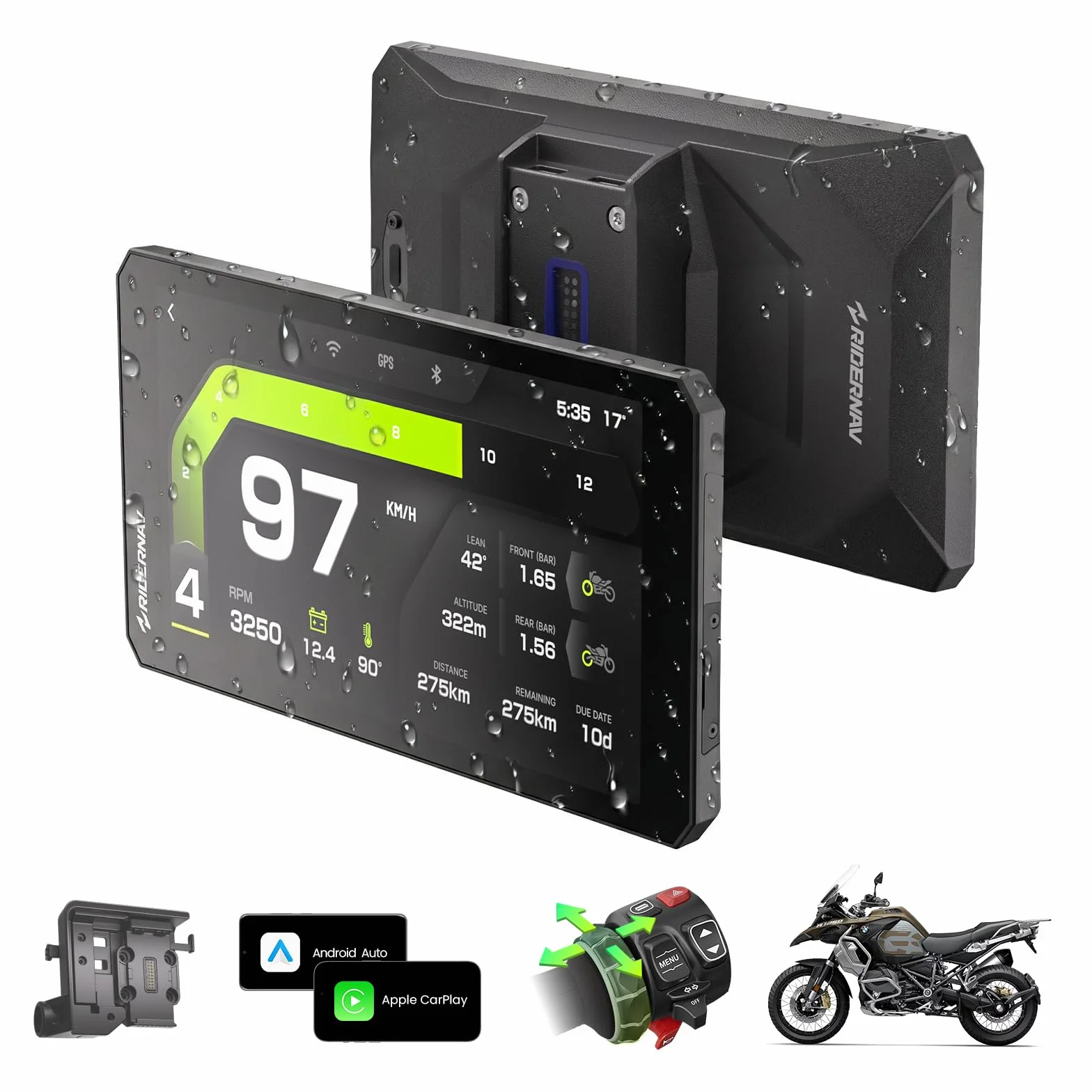 R7M 7" Wireless CarPlay e Android Auto per Motociclette BMW - Controllo Nativo Wonder Wheel Action Camera | Lettura Dati in Tempo Reale (TPMS/RPM) | Aggiornamenti OTA | GPS IP69K | Nav Prep