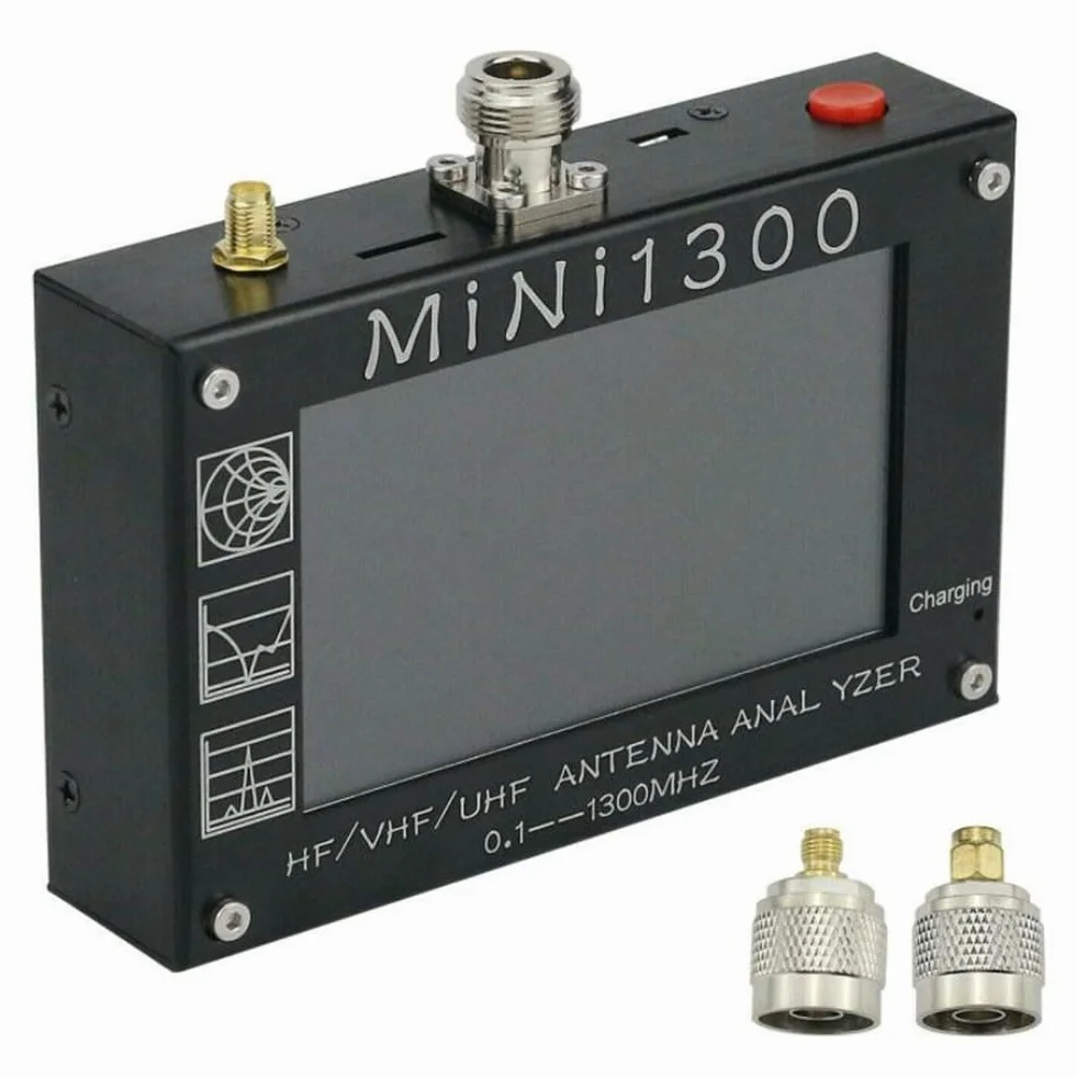 Lecreatekit Mini1300 4.3 "LCD Antenna Analyzer 0.1-1300MHz HF/VHF/UHF SWR Meter Tester con connettore di tipo N per la misurazione RF