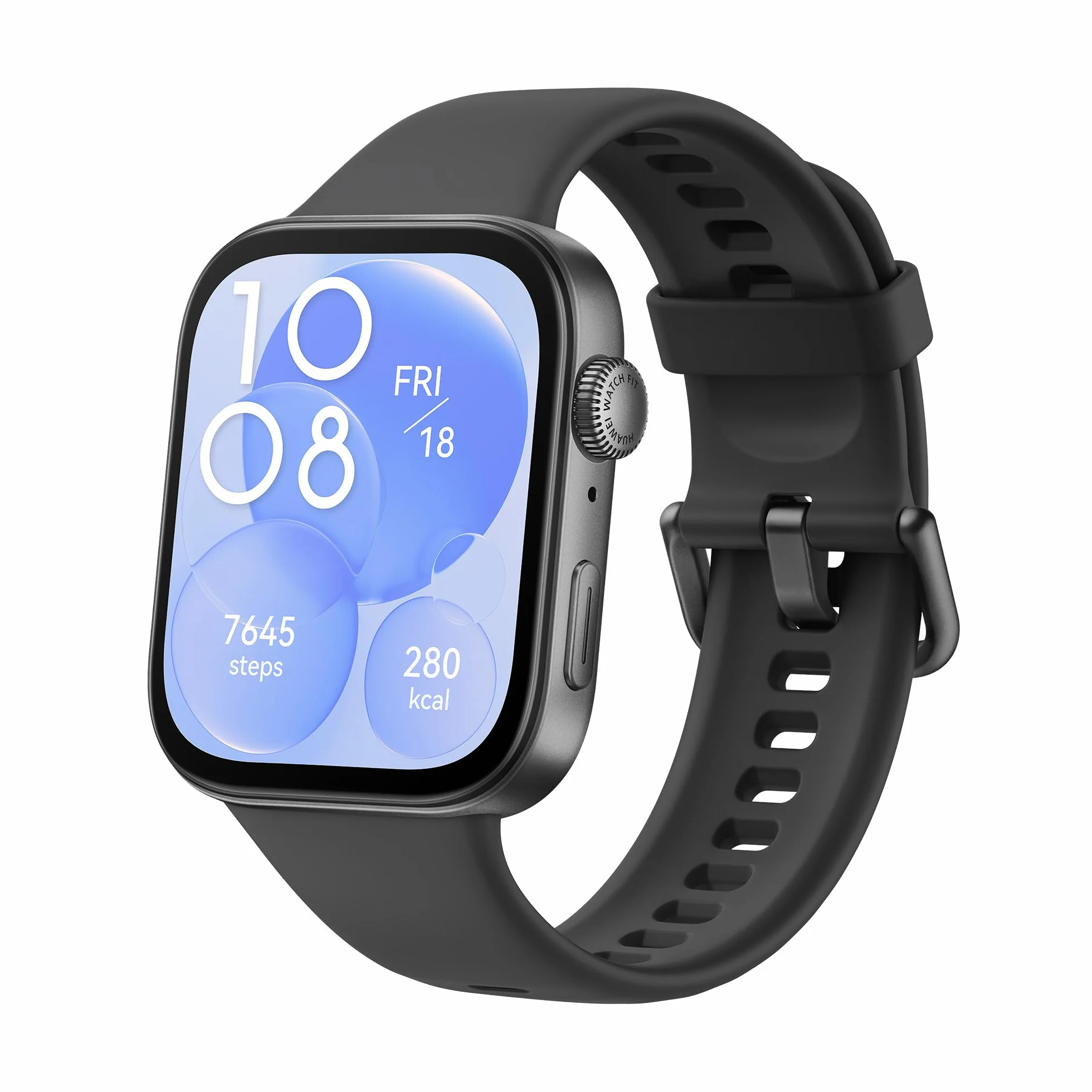 HUAWEI Watch Fit 3, Display AMOLED da 1.82", Design ultra sottile, Monitoraggio fitness e salute, Compatibilie con iOS e Android, Batteria fino a 10 giorni, Chiamate Bluetooth, Black Fluoroelastomero