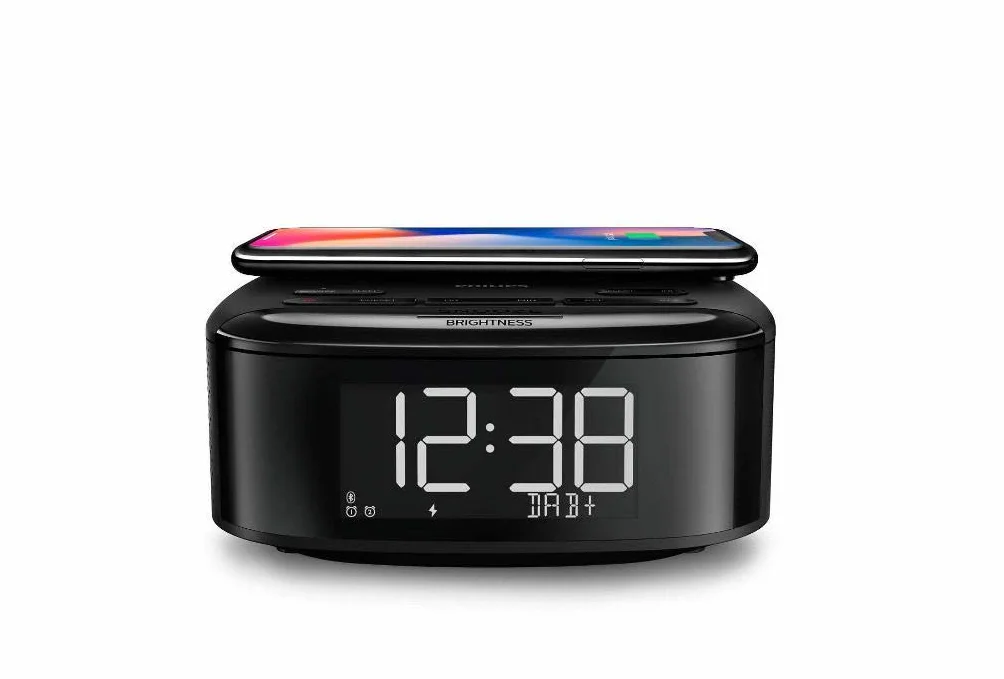 Philips R7705/10 Radiosveglia DAB+/FM, Bluetooth, Allarme Doppio, Spegnimento Automatico, Sincronizzazione Automatica Dell'orario, Batteria Tampone, Caricatore Telefono Wireless