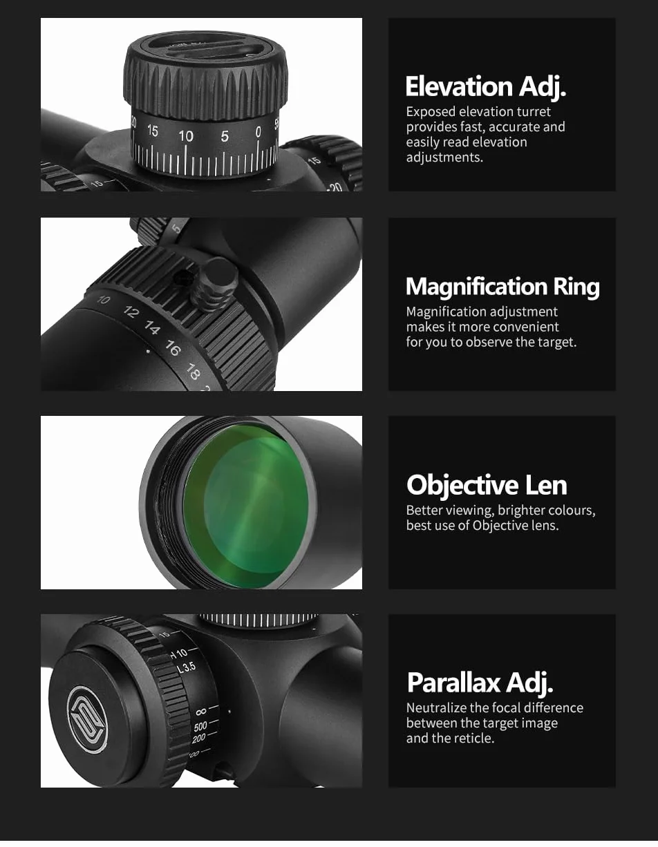 SPINA OPTICS 6-24X50 Primo Piano di Focalizzazione Telescopico Rifle Scope MIL Dot Reticolo Caccia