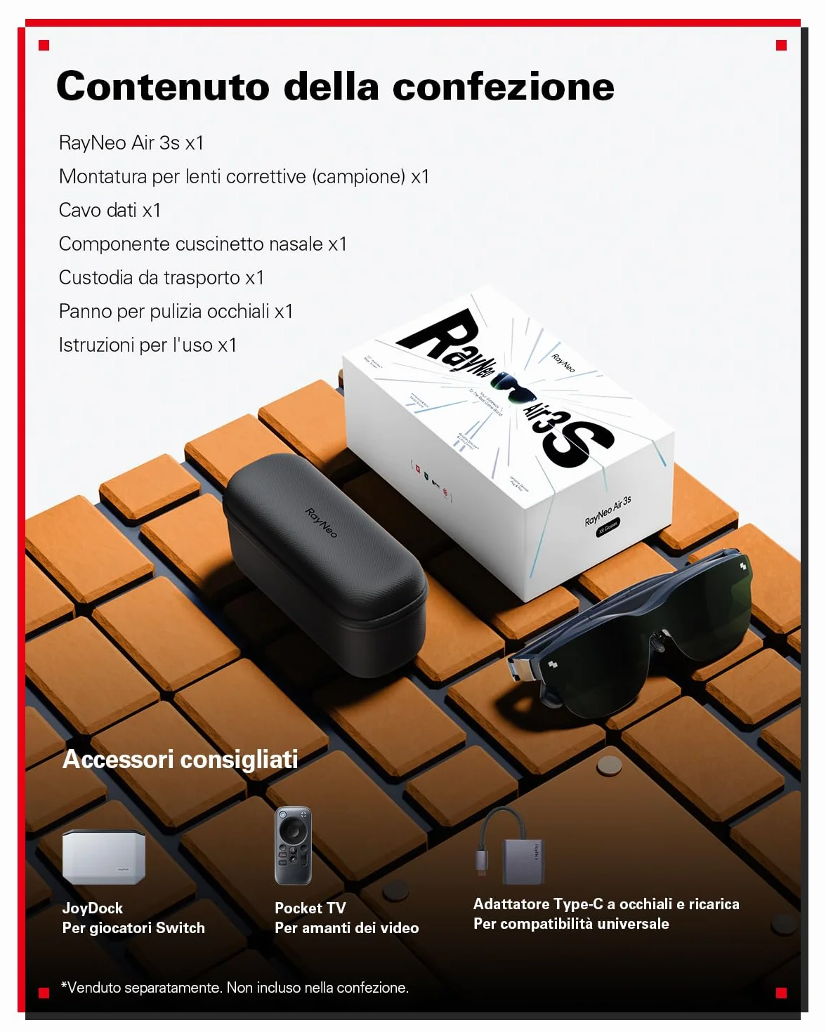 RayNeo Air 3s Occhiali AR/XR, Display HueView 201" 120Hz FHD, Dispositivo video AR portatile per iPhone 16/15, Android, Mac, Switch, PS5, Steam Deck – Teatro indossabile di prossima generazione
