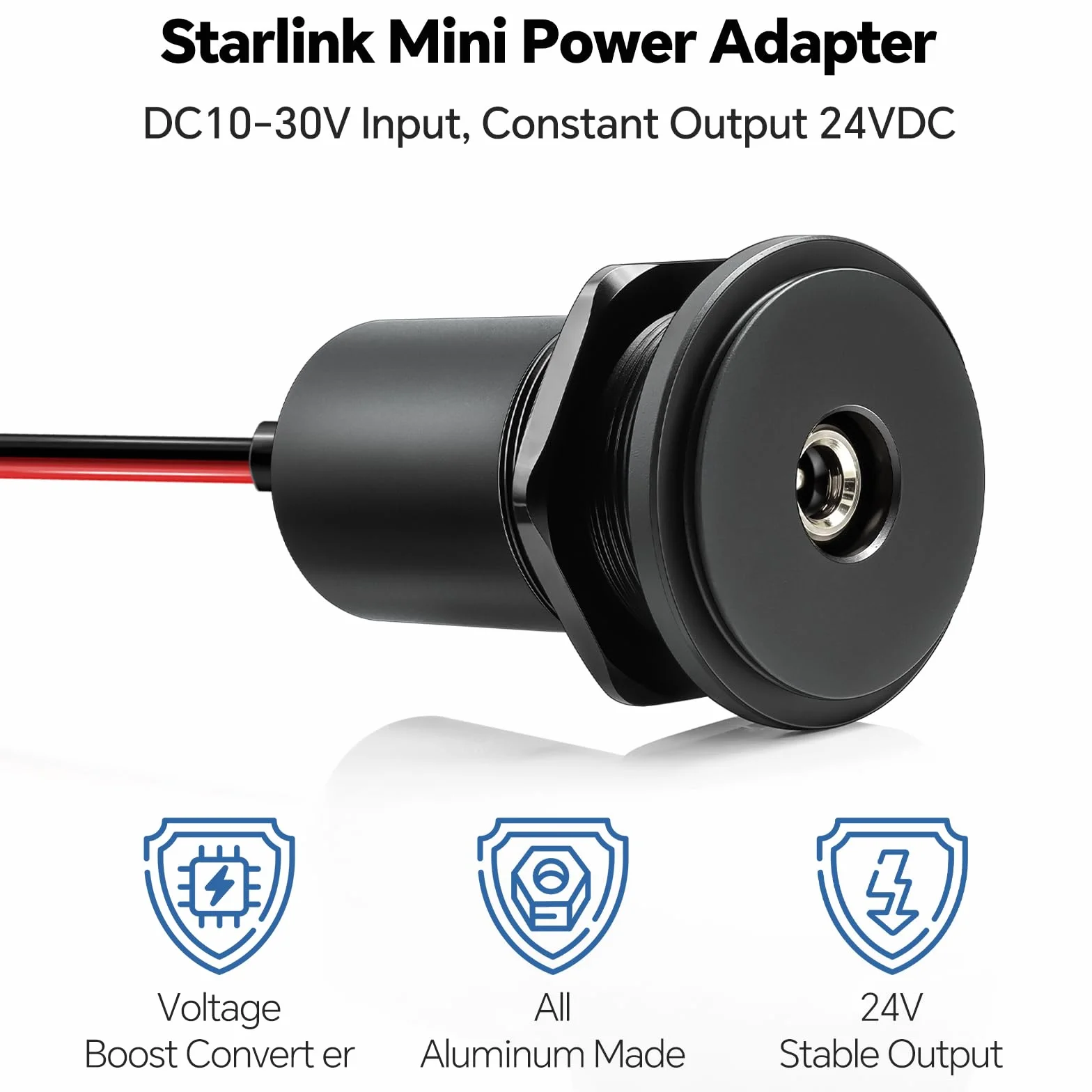 Acegoo Adattatore Power Boost da 12 V per Starlink Mini, convertitore step-up da 12 V a 24 V a mini piatto Power SL, presa di alimentazione in alluminio da 24 V CC per camper, barche, rimorchi, auto