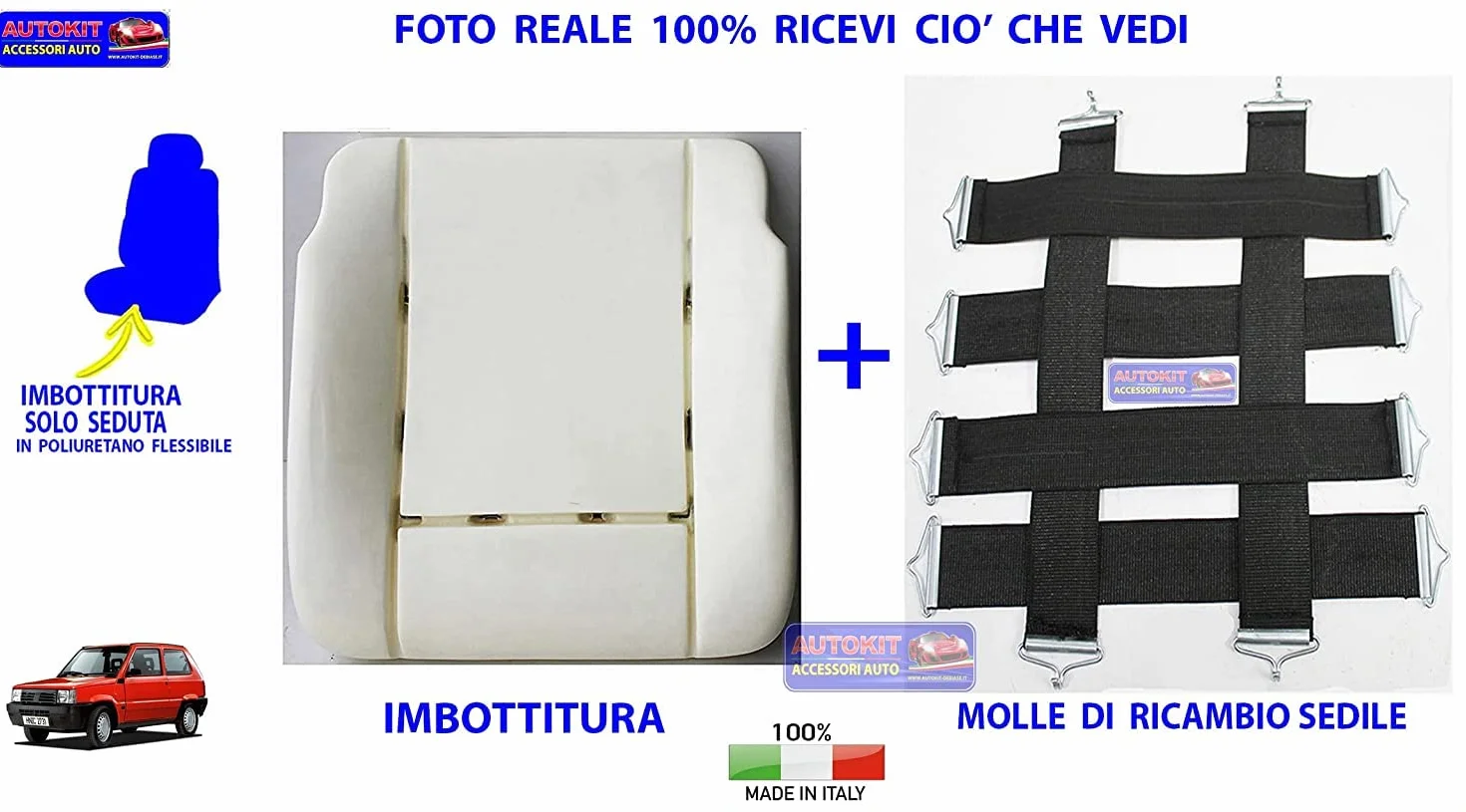 Sedile Panda 750 4x4 1986-2003 Imbottitura Spugna Poliuretano Flessibile Molle Rinforzate 20109SE