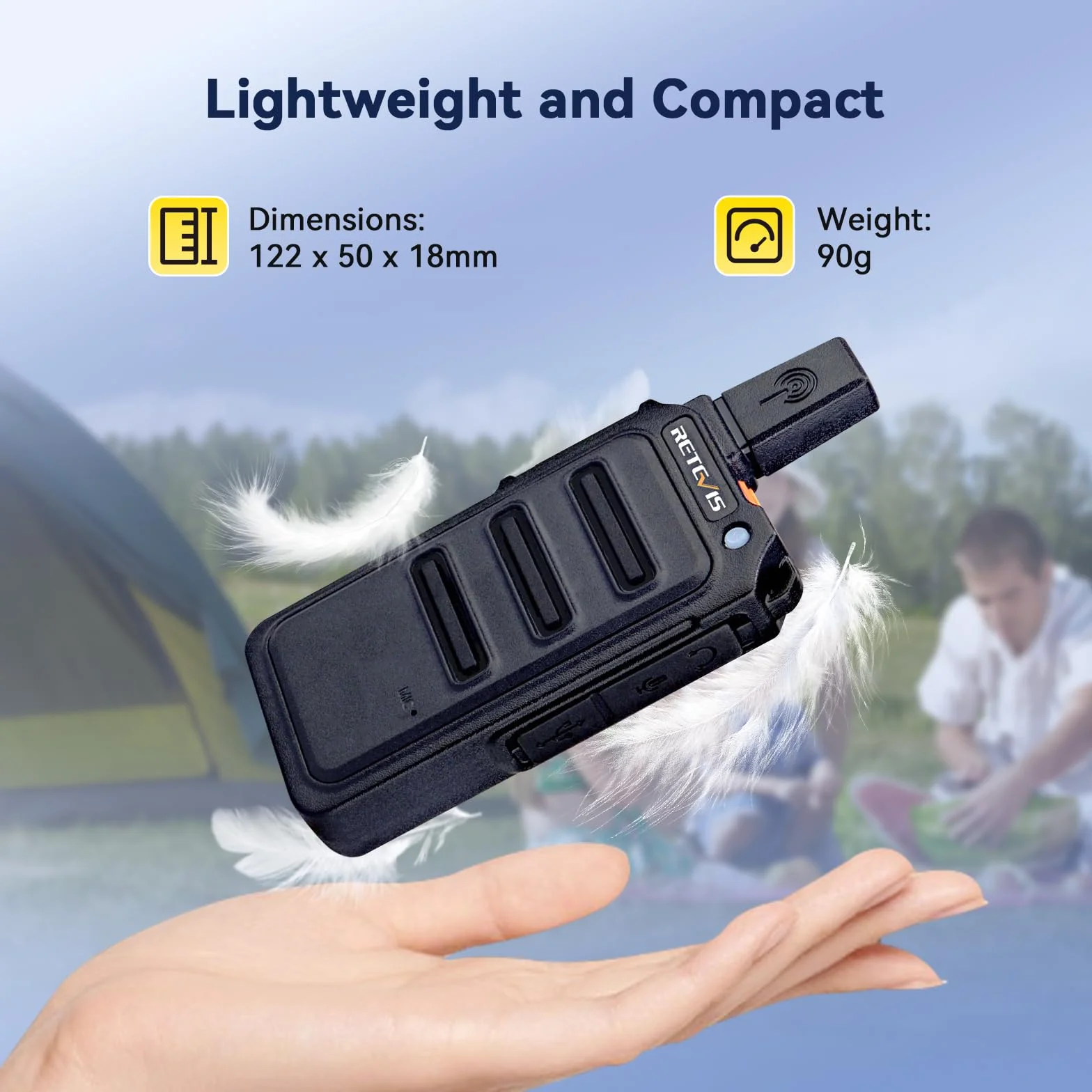 Retevis RT619 Walkie-Talkie Professionale, PMR446, VOX, 1300mAh Ricaricabile, Auricolari Inclusi - Per Ristorante, Vendita Al Dettaglio, Escursioni - Regalo (Nero, 2 Pezzi)