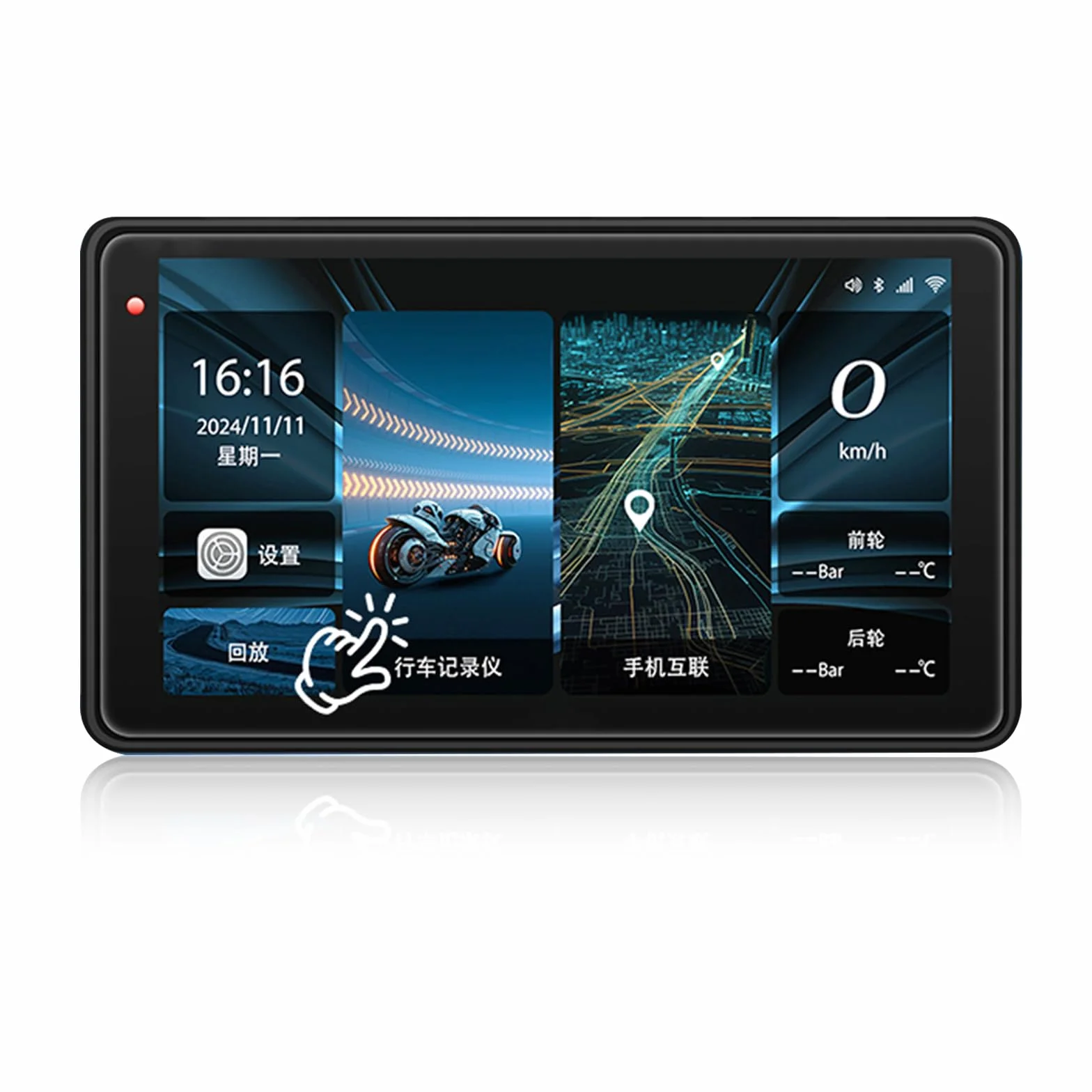 Moto Carplay Schermo 5 pollici IP68 Impermeabile Touchscreen GPS Navigazione con Wireless CarPlay Android Auto HD 1080P Dash Cam Bluetooth