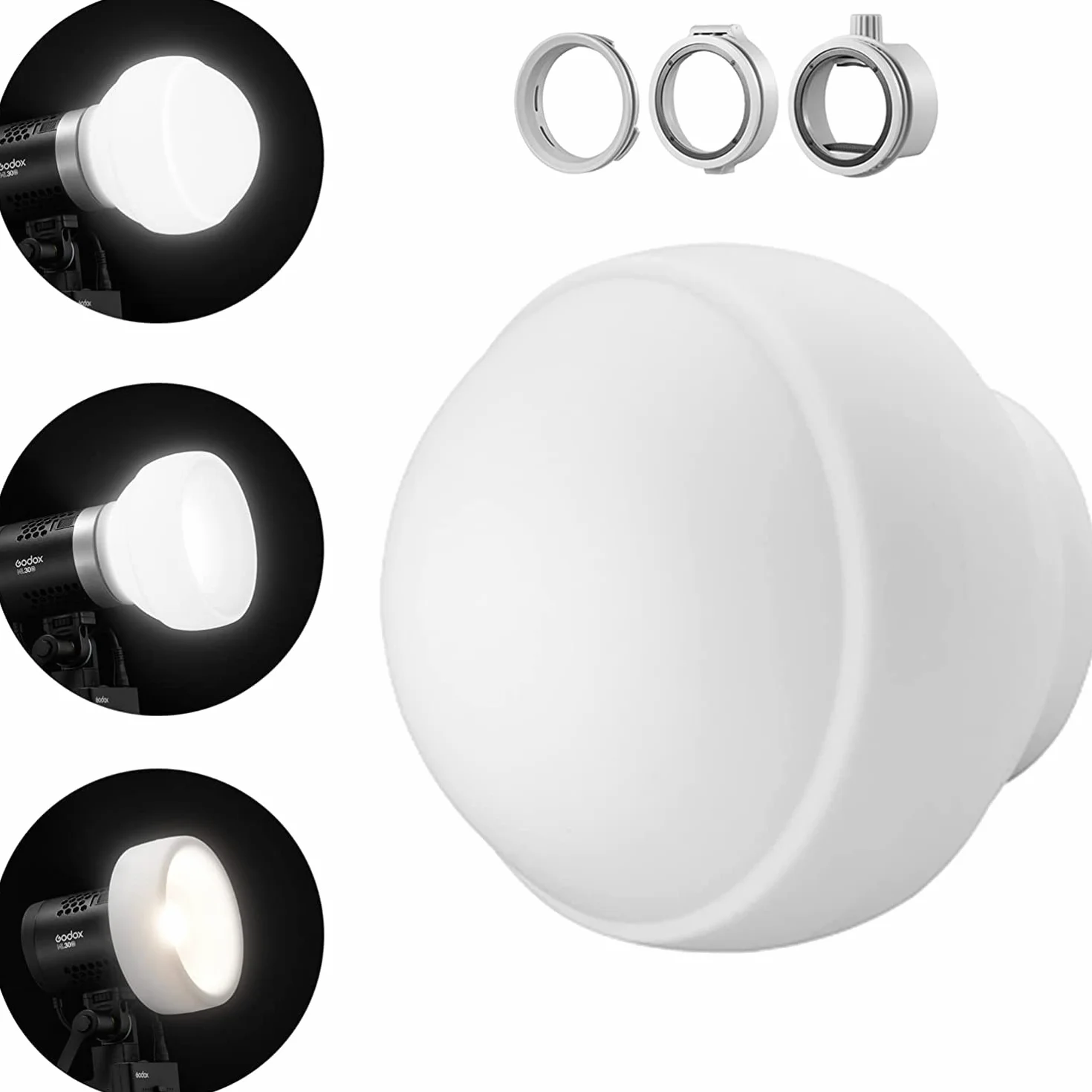 GODOX ML-CD15 Kit Cupola di Diffusione per ML30 MLBI ML60 ML60BI TT600 TT685S TT685 V860II TT520II V1S V1C V1N V1F V1O V860III-S TT685S AD100PRO AD200PRO AD300PRO AD400PRO (include 3 adattatori)