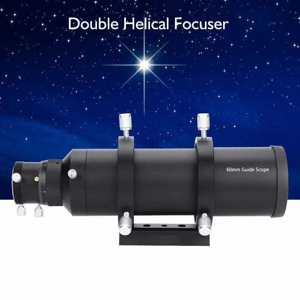 Cannocchiale da ricerca 60mm con lunghezza focale 240mm Focalizzatore in lega di alluminio con doppio focalizzatore elicoidale e staffa per telescopio astronomico