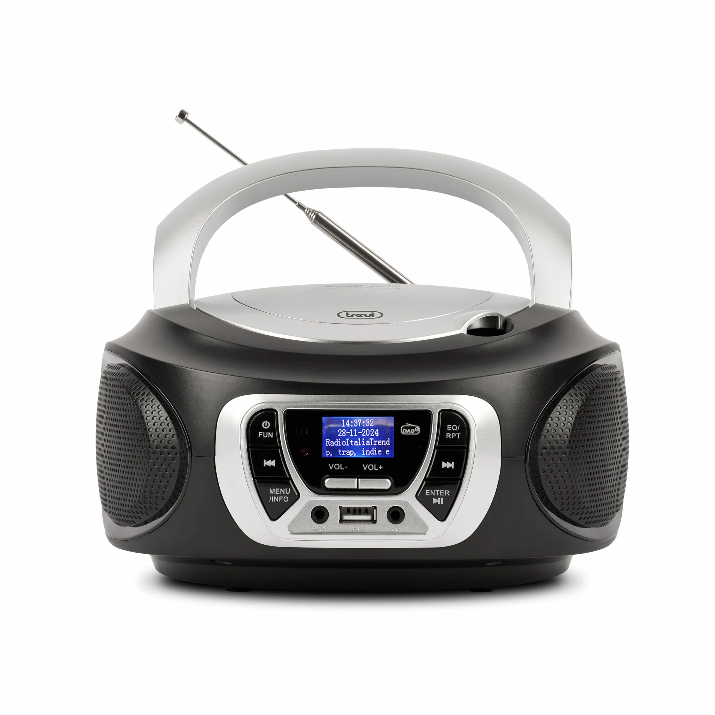 Trevi CMP 510 DAB Stereo Portatile con Radio Digitale DAB e FM RDS, Lettore CD, USB, AUX-IN, Display ad Alta Leggibilità, Antenna Telescopica Orientabile, Nero
