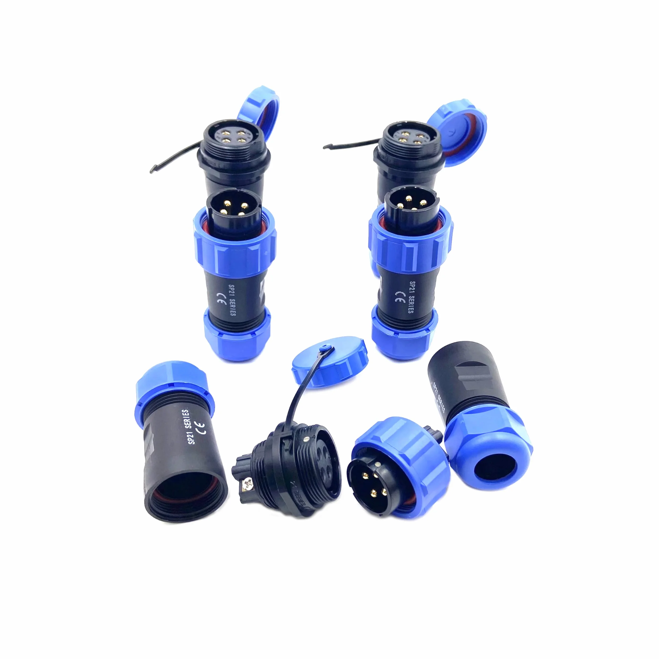 3 connettori per aeronautica SP21 4 poli, IP68 4 pin, spina aviazione senza saldatura, spina impermeabile per lampade esterne, 500 V 30 A (12 AWG cavo a vite crimpatura)